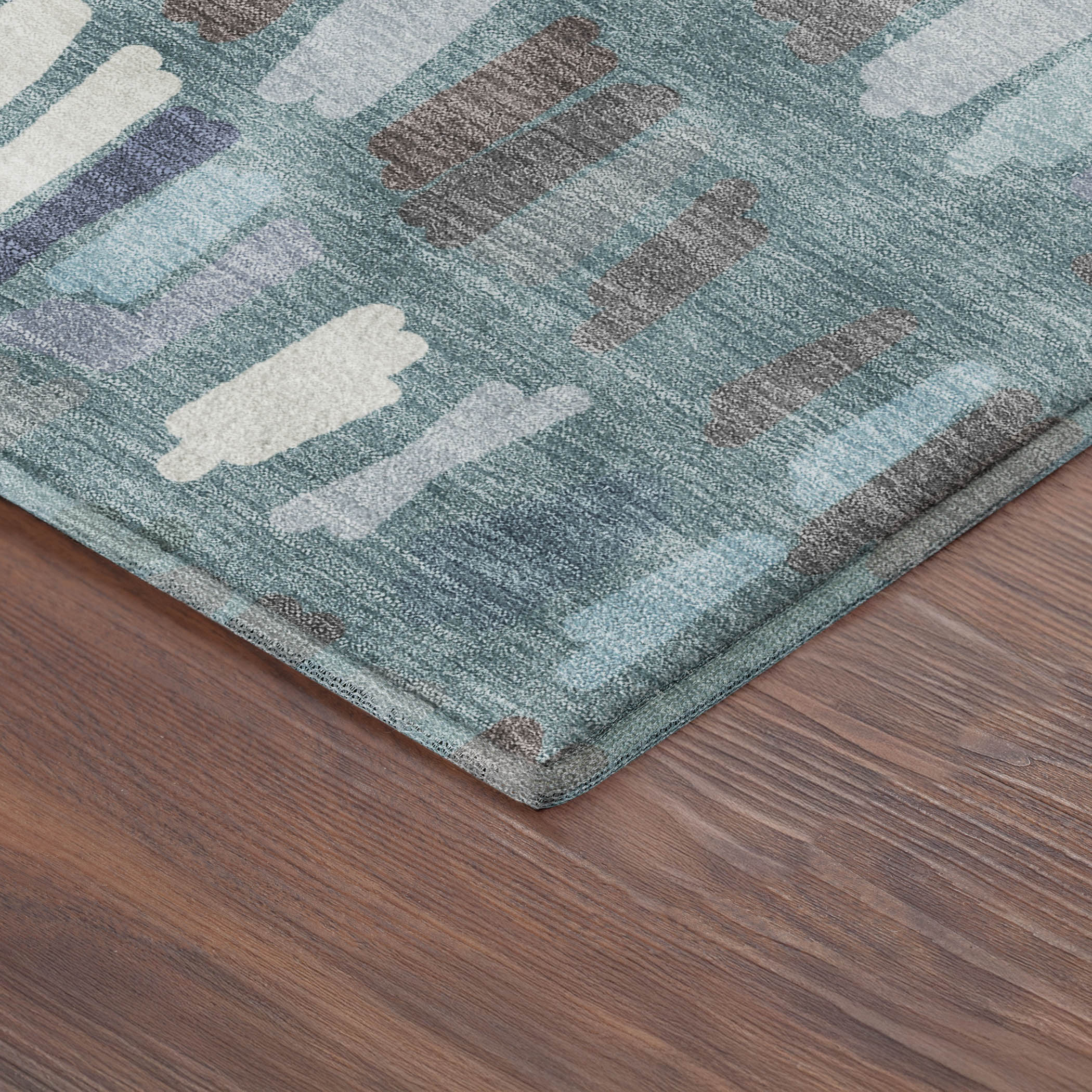 Oaxaca Machine Washable Transitional Teal Rug 1'8" x 2'6" #shape_Rectangle
