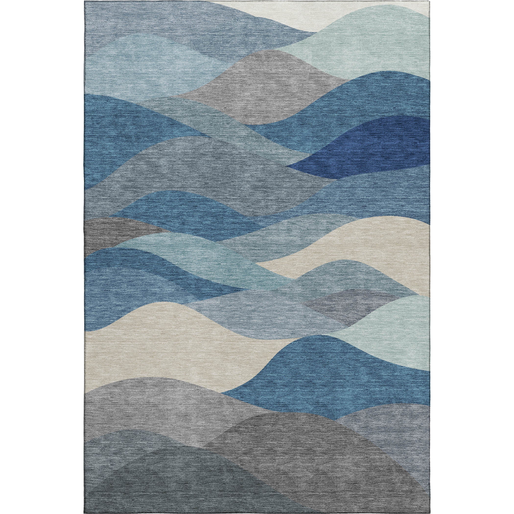 Prague Machine Washable Transitional Blue Rug 3' x 5' #shape_Rectangle