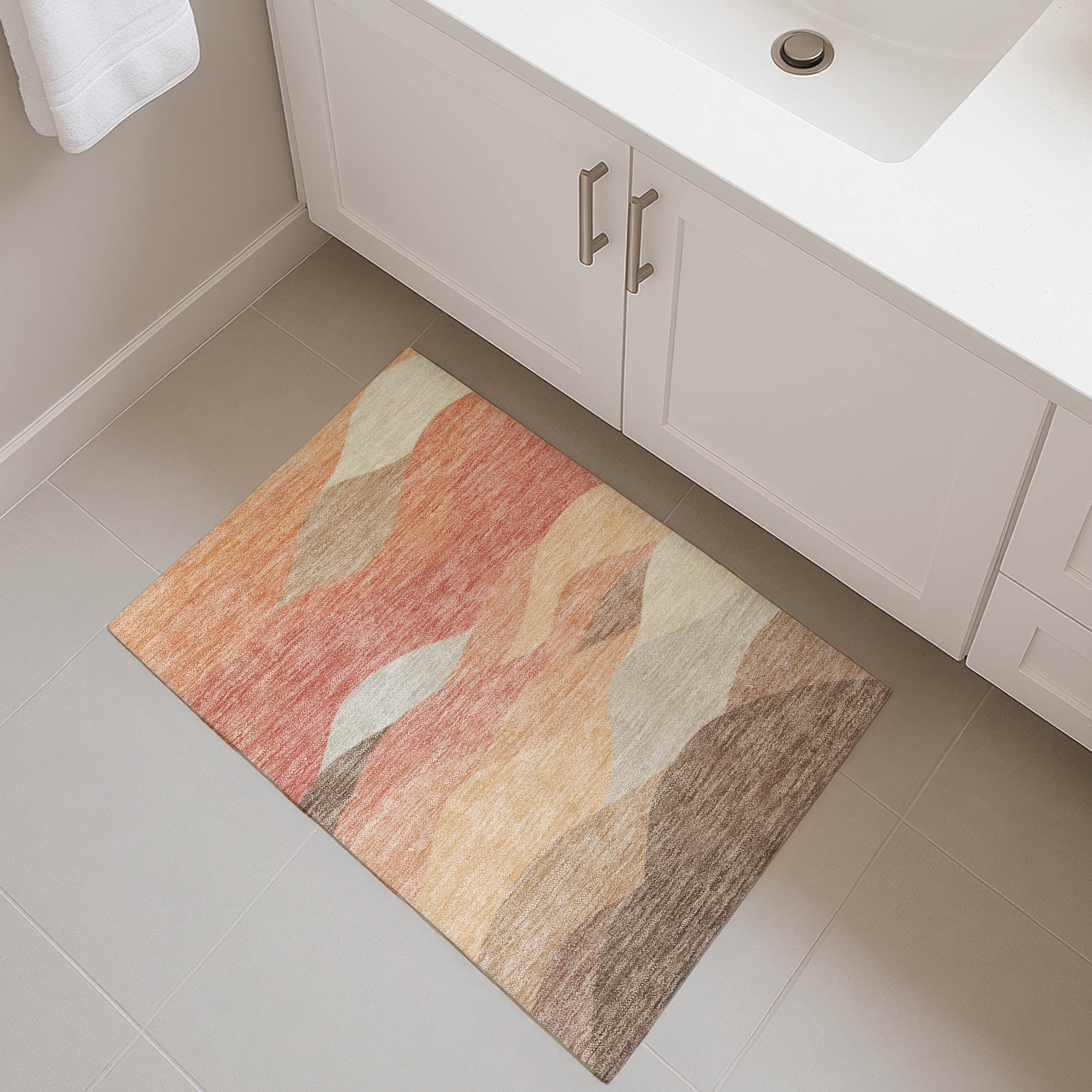 Prague Machine Washable Transitional Coral Orange Rug 1'8" x 2'6" #shape_Rectangle