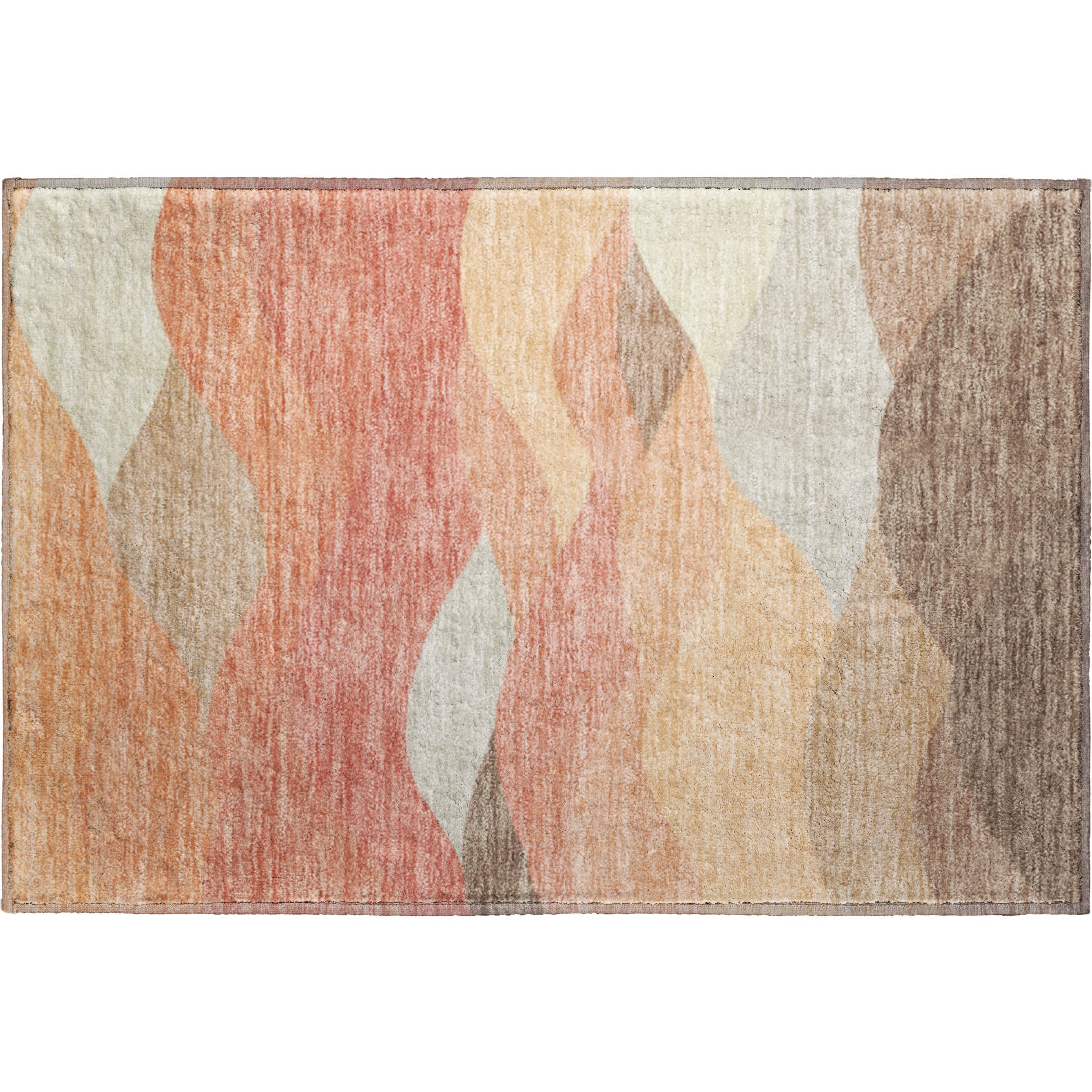 Prague Machine Washable Transitional Coral Orange Rug 1'8" x 2'6" #shape_Rectangle