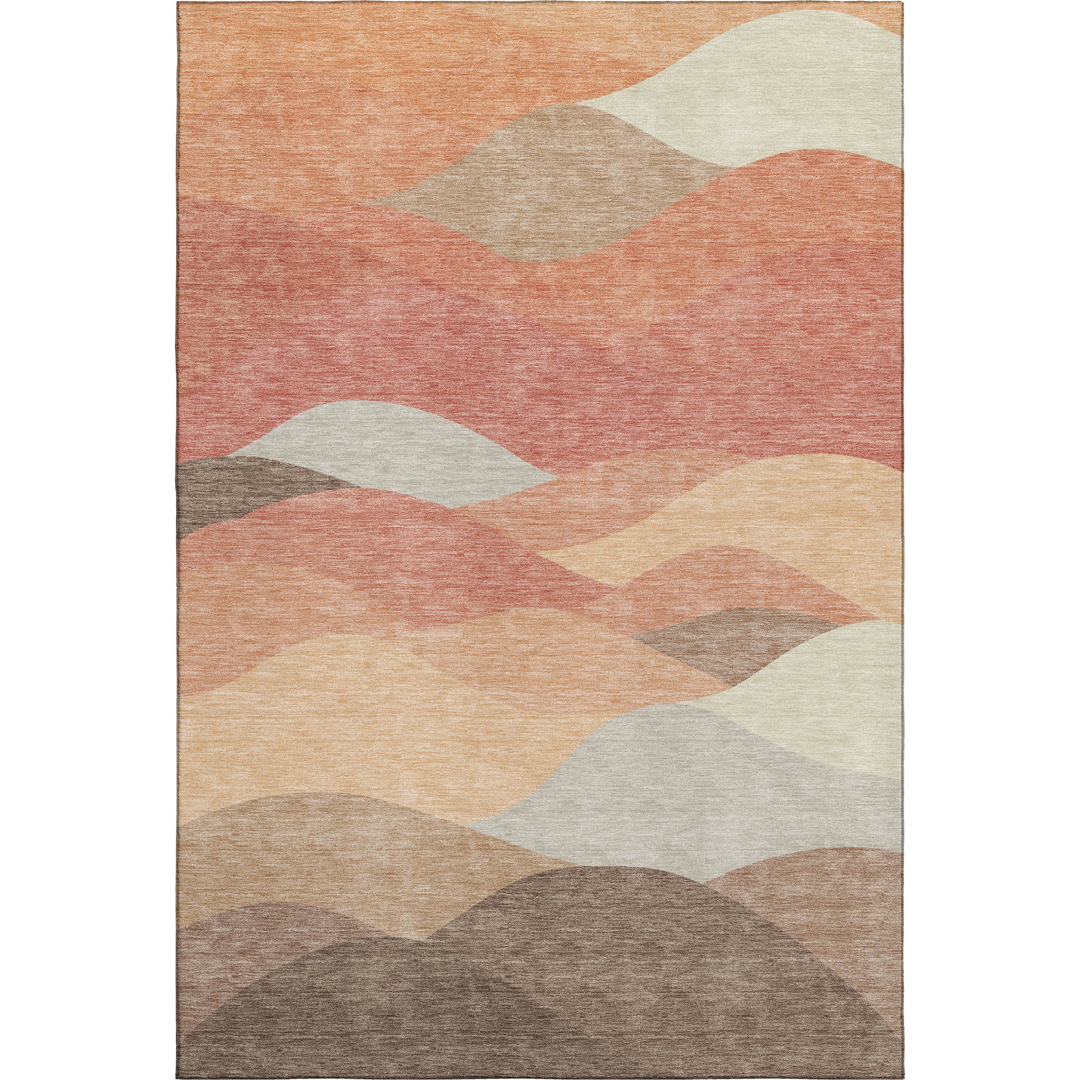 Prague Machine Washable Transitional Coral Orange Rug 3' x 5' #shape_Rectangle