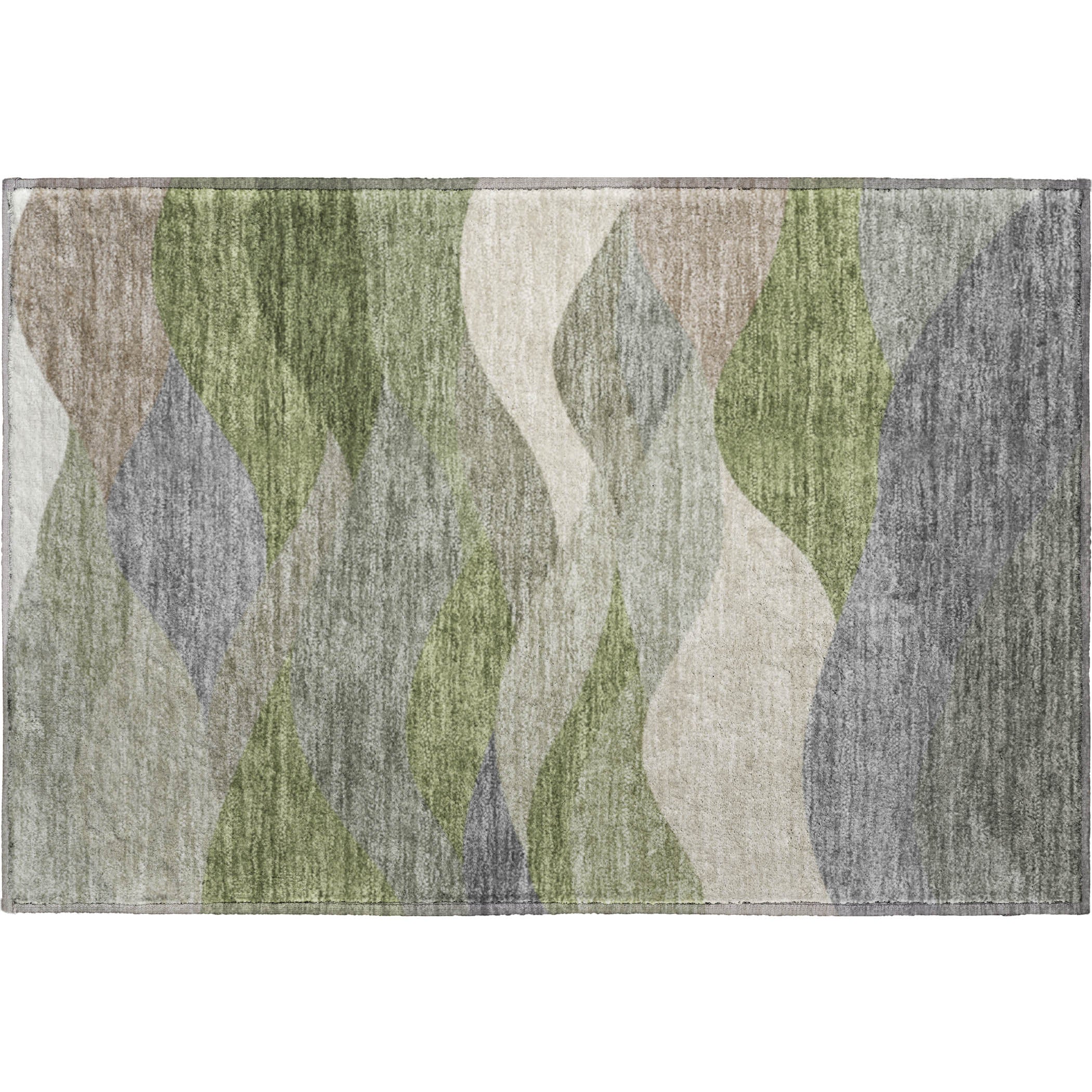 Prague Machine Washable Transitional Green Rug 1'8" x 2'6" #shape_Rectangle