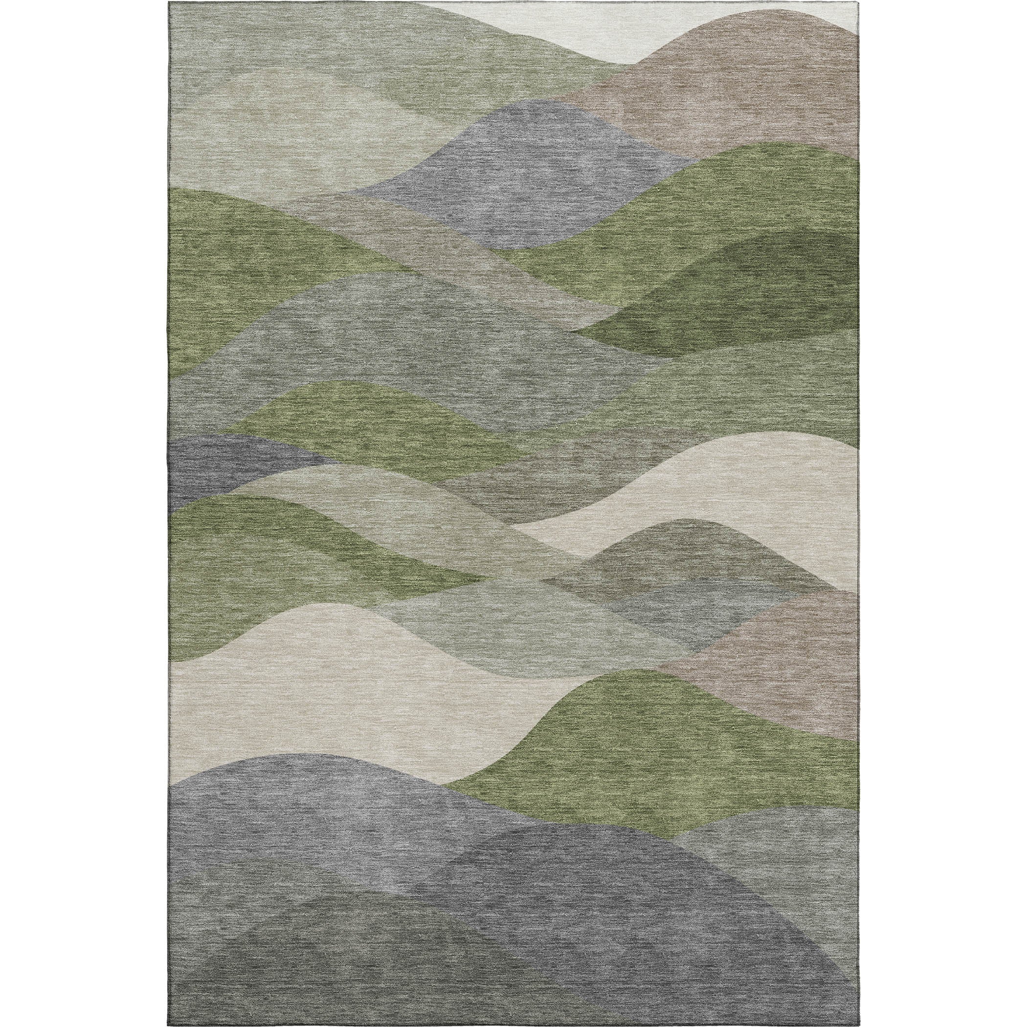 Prague Machine Washable Transitional Green Rug 3' x 5' #shape_Rectangle