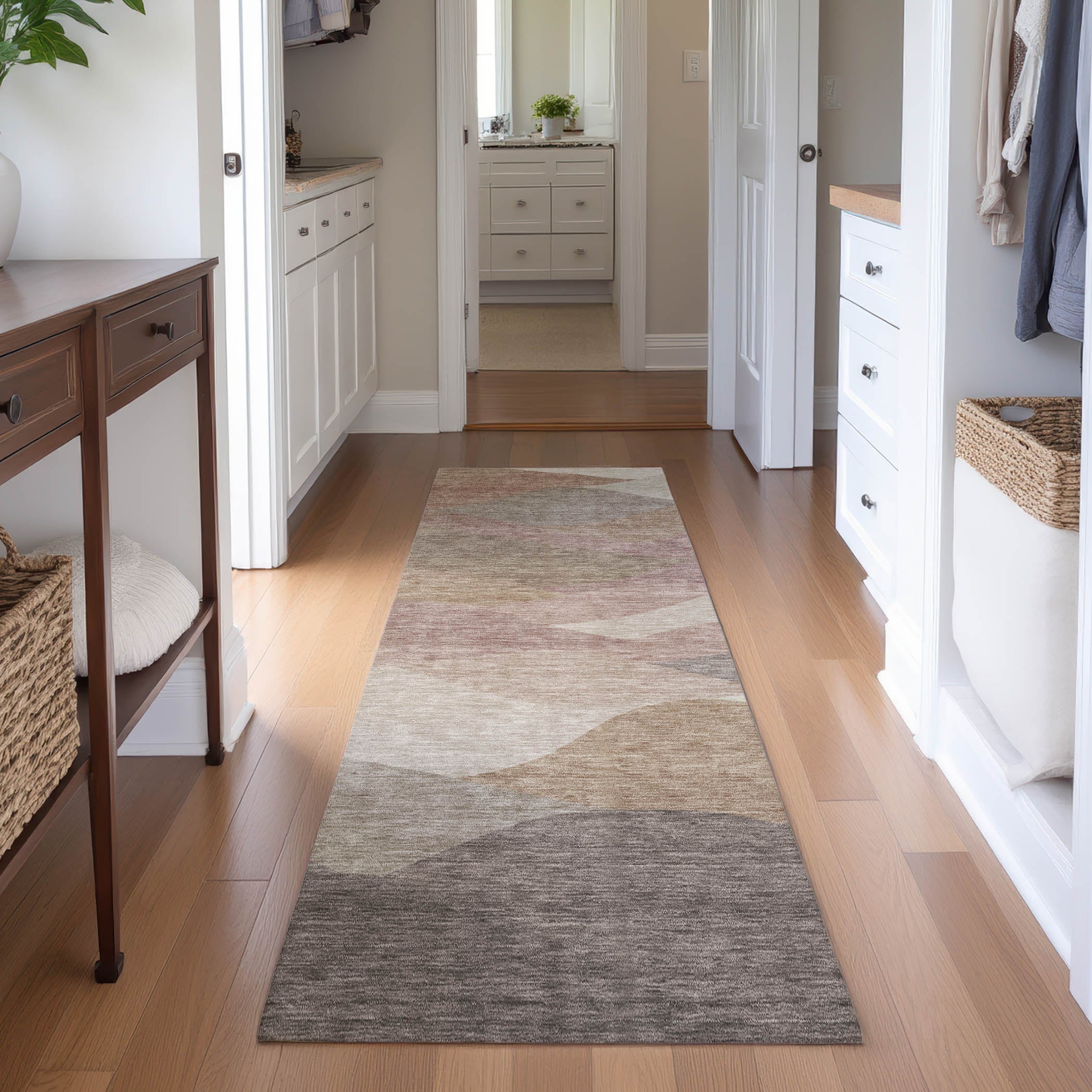 Prague Machine Washable Transitional Mocha Brown Rug 2'3" x 7'6" #shape_Runner