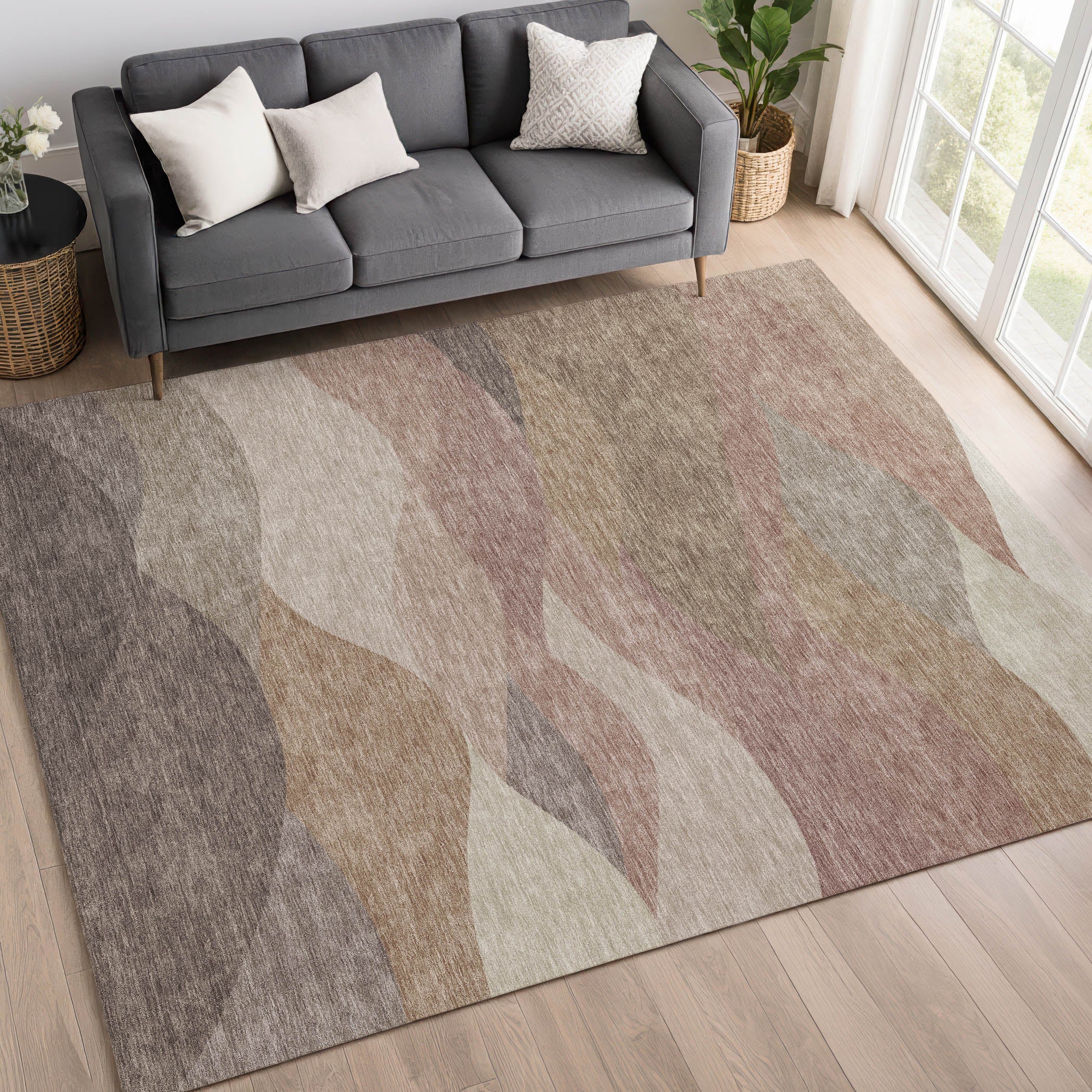 Prague Machine Washable Transitional Mocha Brown Rug 3' x 5' #shape_Rectangle