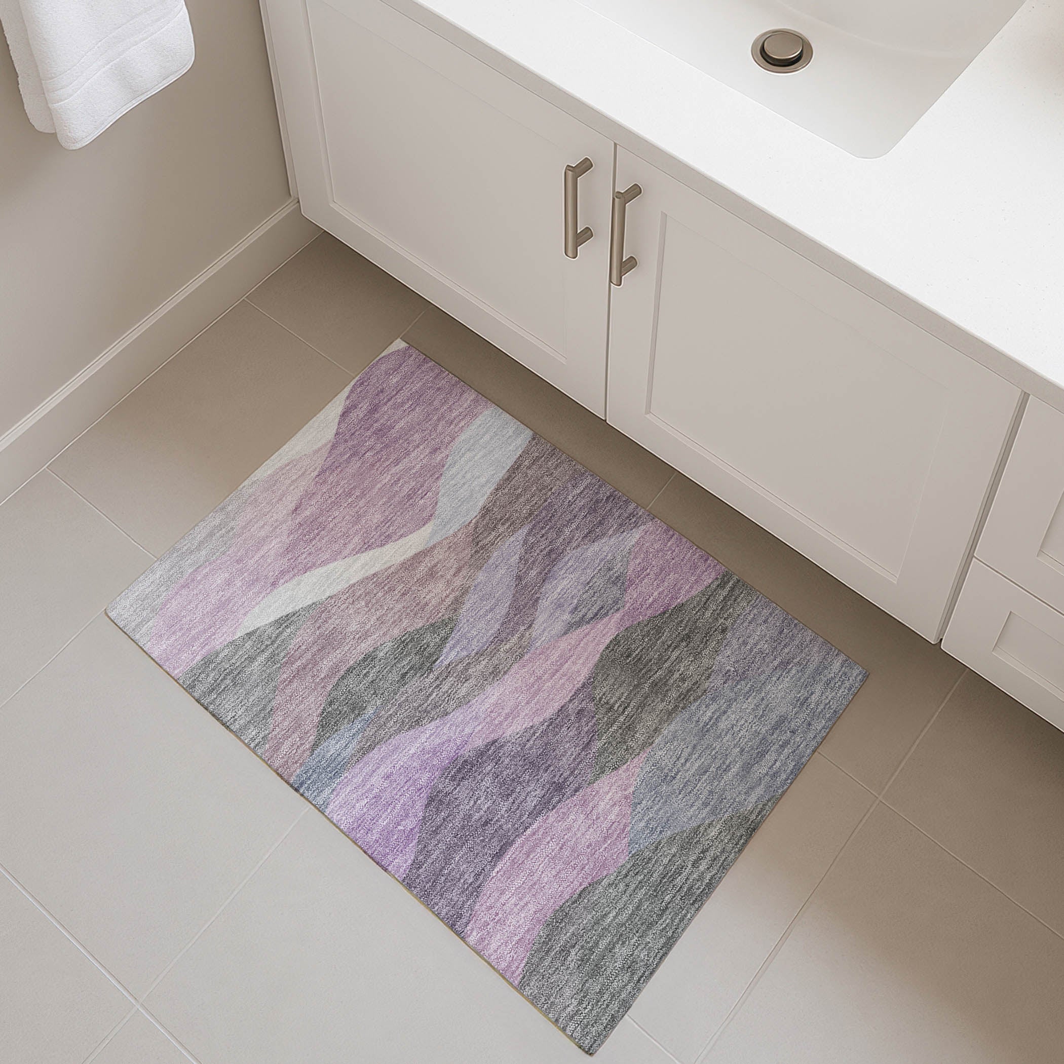 Prague Machine Washable Transitional Plum Purple Rug 1'8" x 2'6" #shape_Rectangle