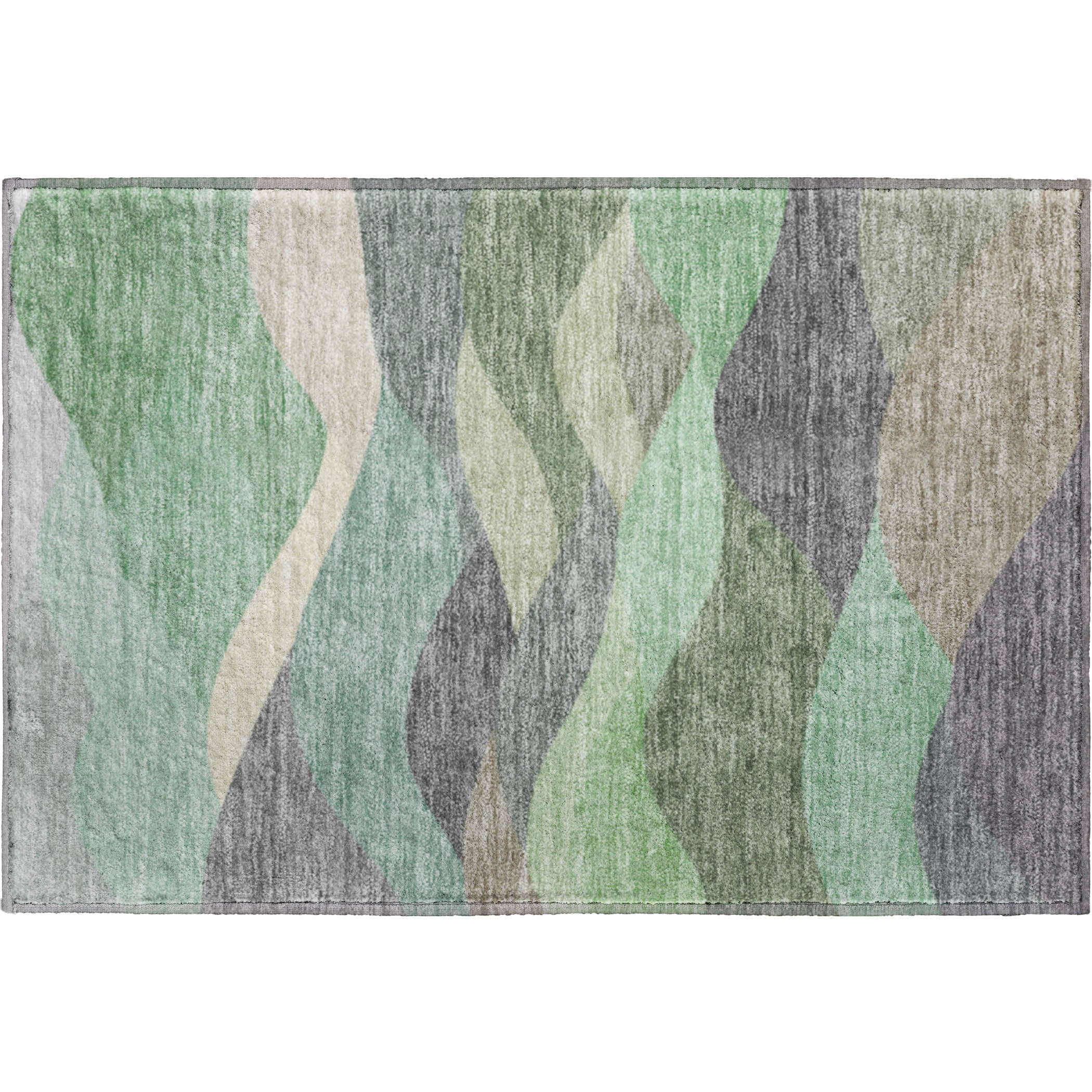 Prague Machine Washable Transitional Sage Green Rug 1'8" x 2'6" #shape_Rectangle