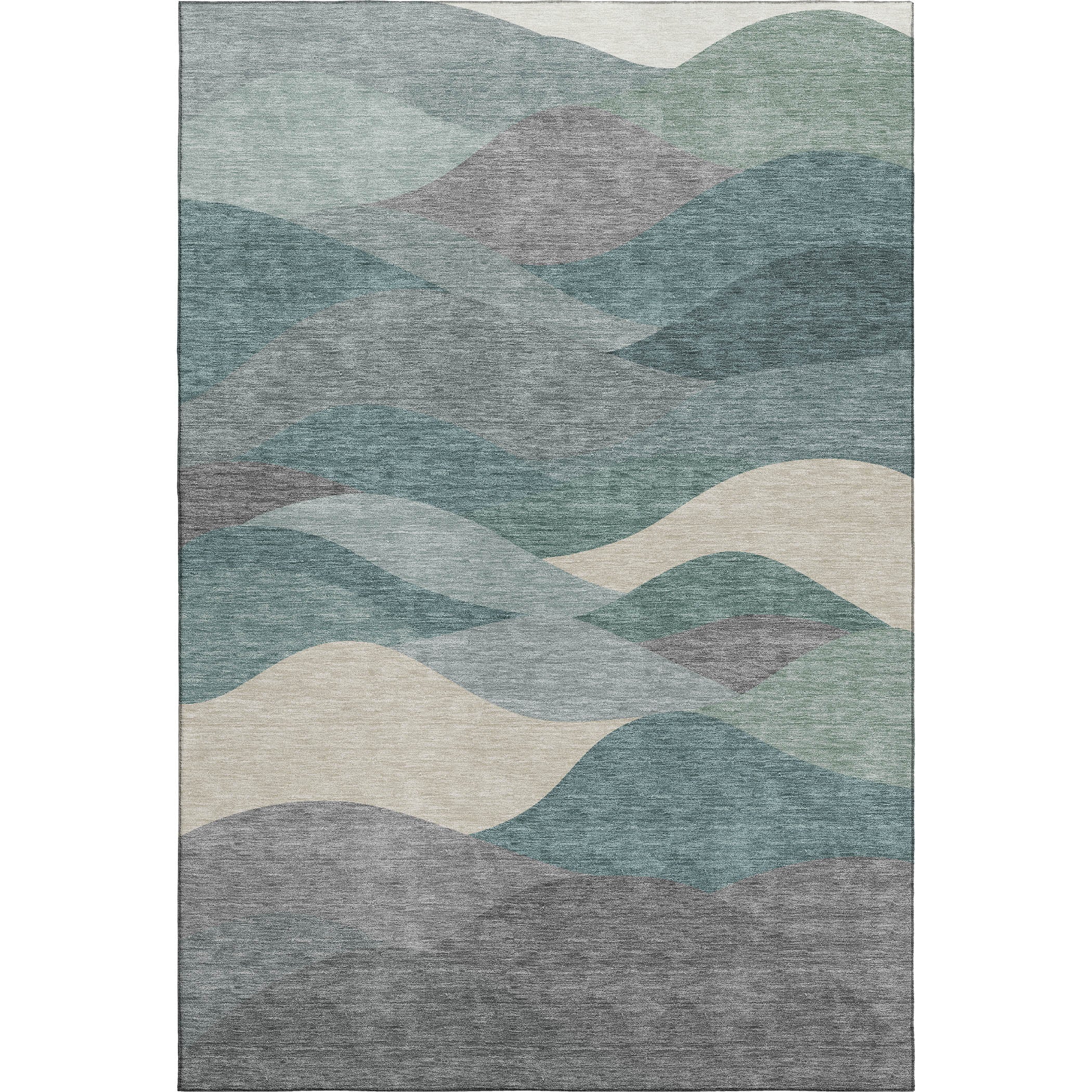 Prague Machine Washable Transitional Teal Rug 3' x 5' #shape_Rectangle