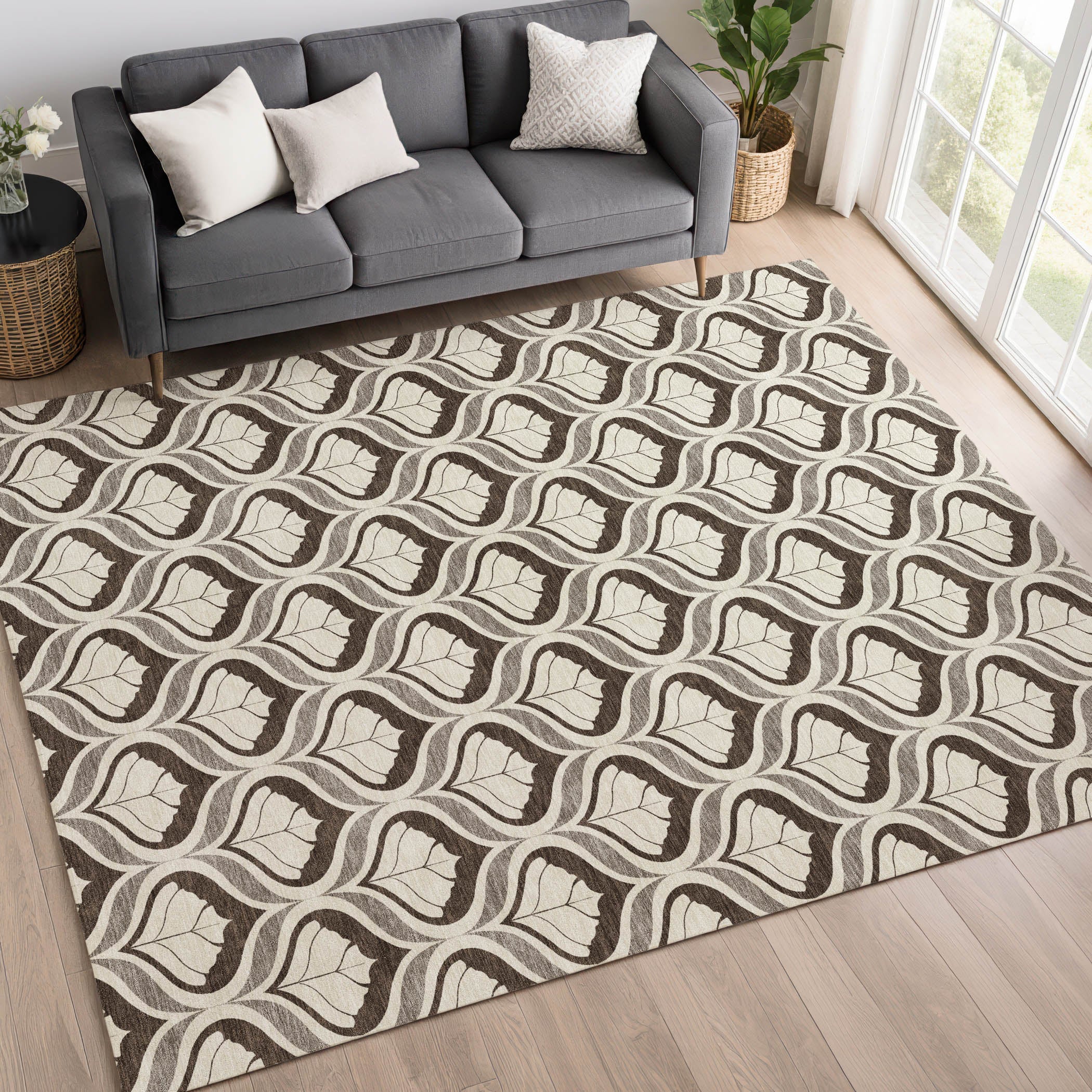 Bergen Machine Washable Transitional Brown Rug 3' x 5' #shape_Rectangle