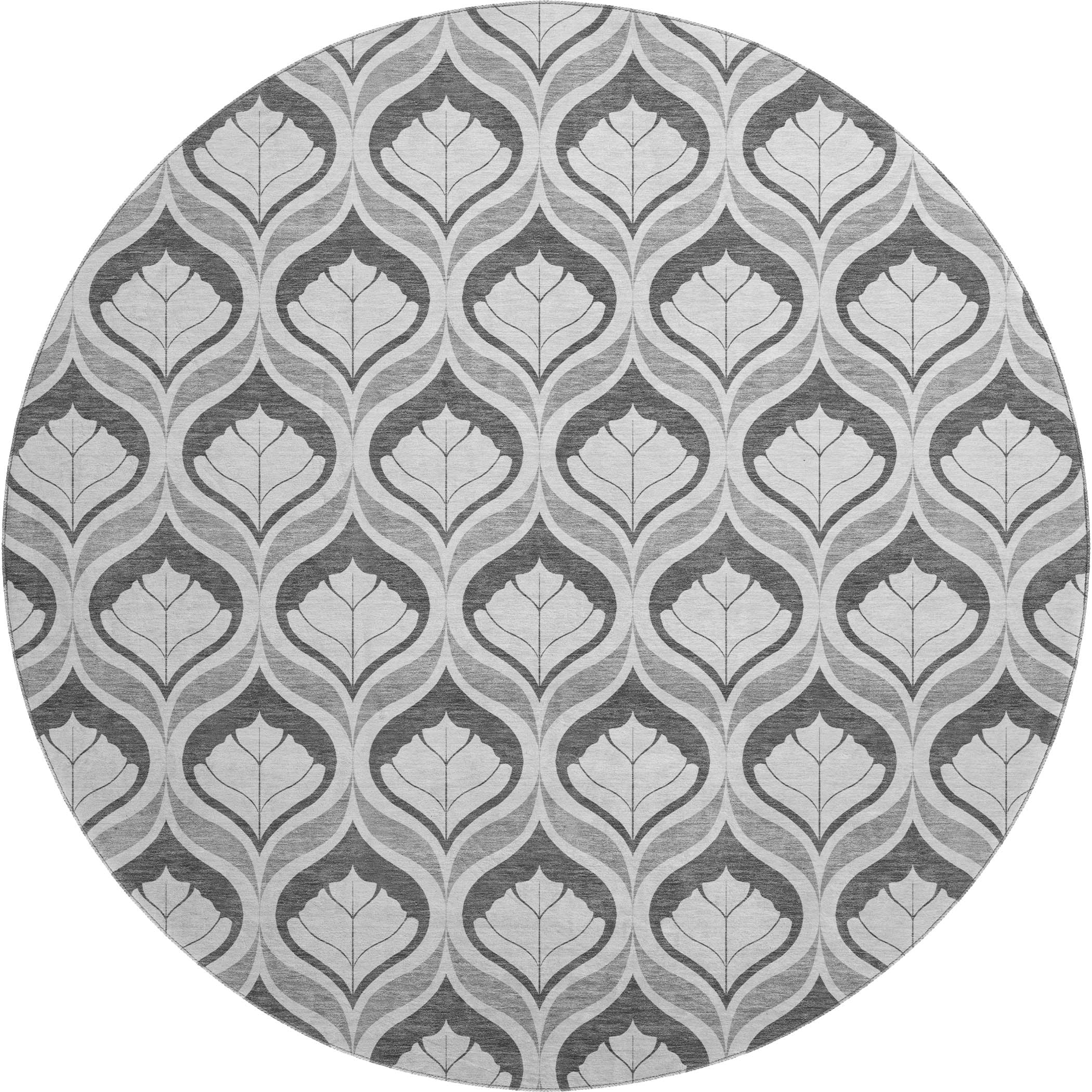 Bergen Machine Washable Transitional Charcoal Gray Rug 8' x 8' #shape_Round