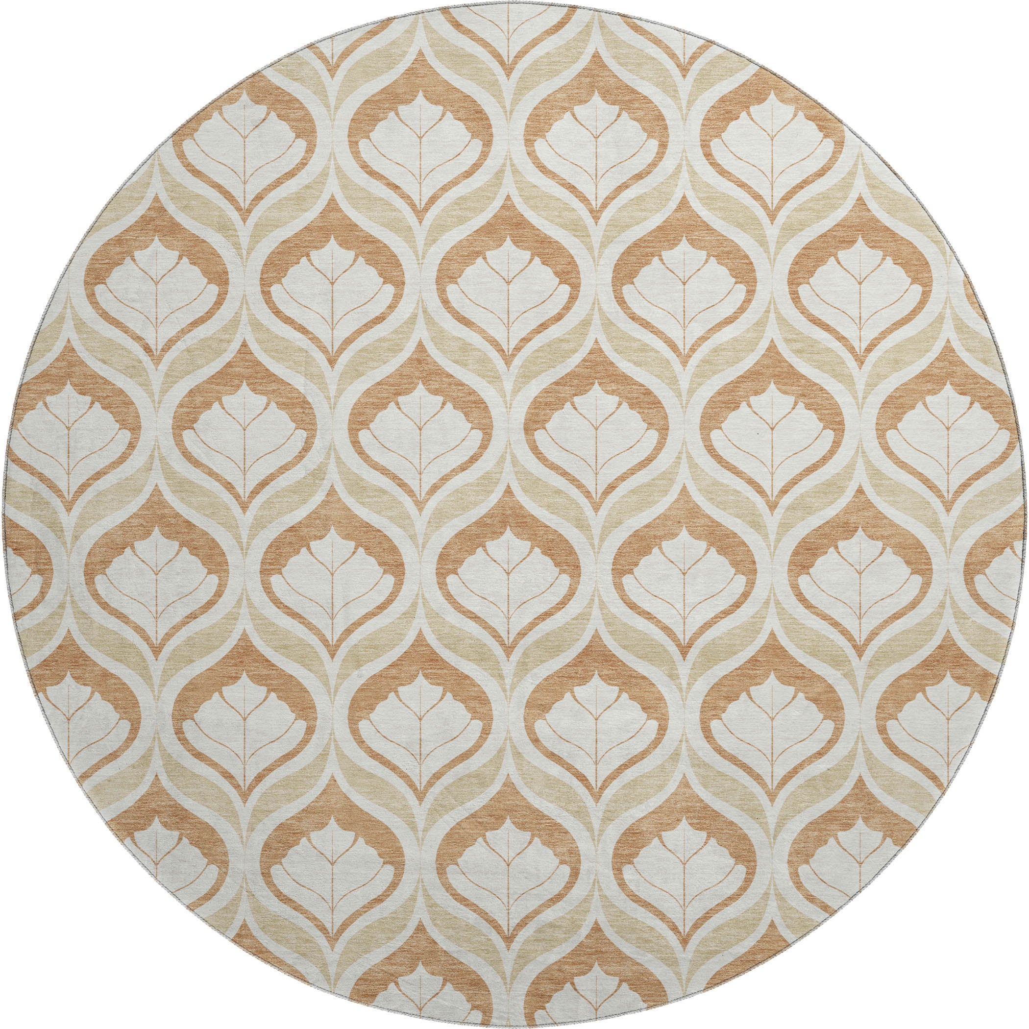 Bergen Machine Washable Transitional Copper Orange Rug 8' x 8' #shape_Round