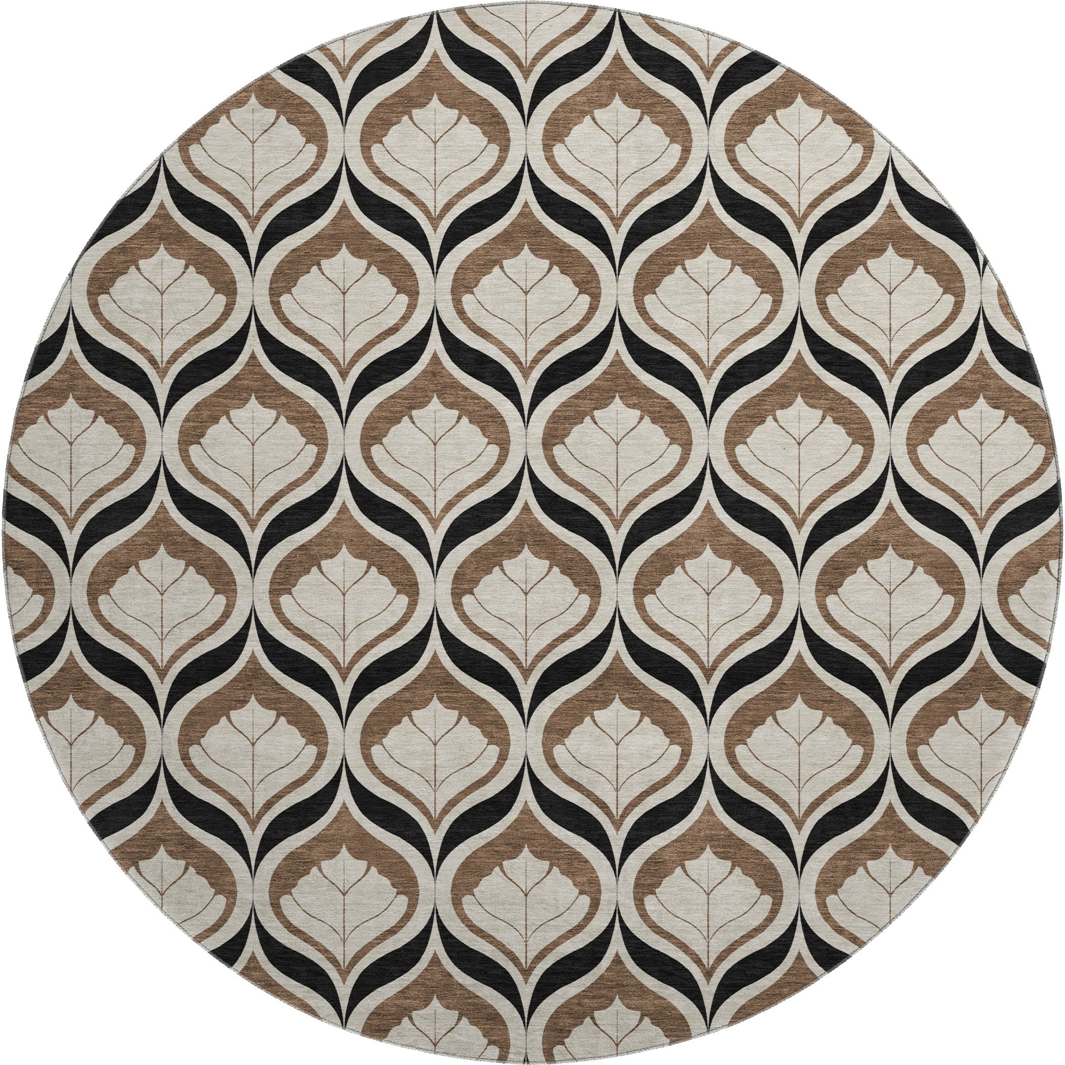 Bergen Machine Washable Transitional Fudge Brown Rug 8' x 8' #shape_Round