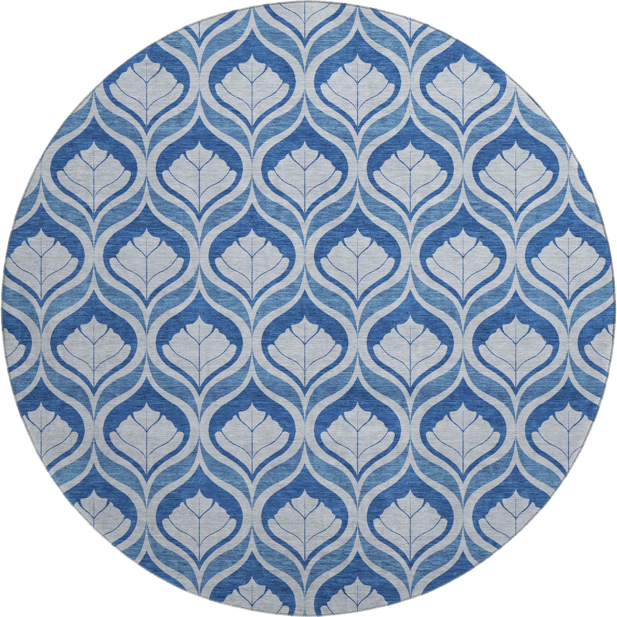 Bergen Machine Washable Transitional Navy Blue Rug 8' x 8' #shape_Round
