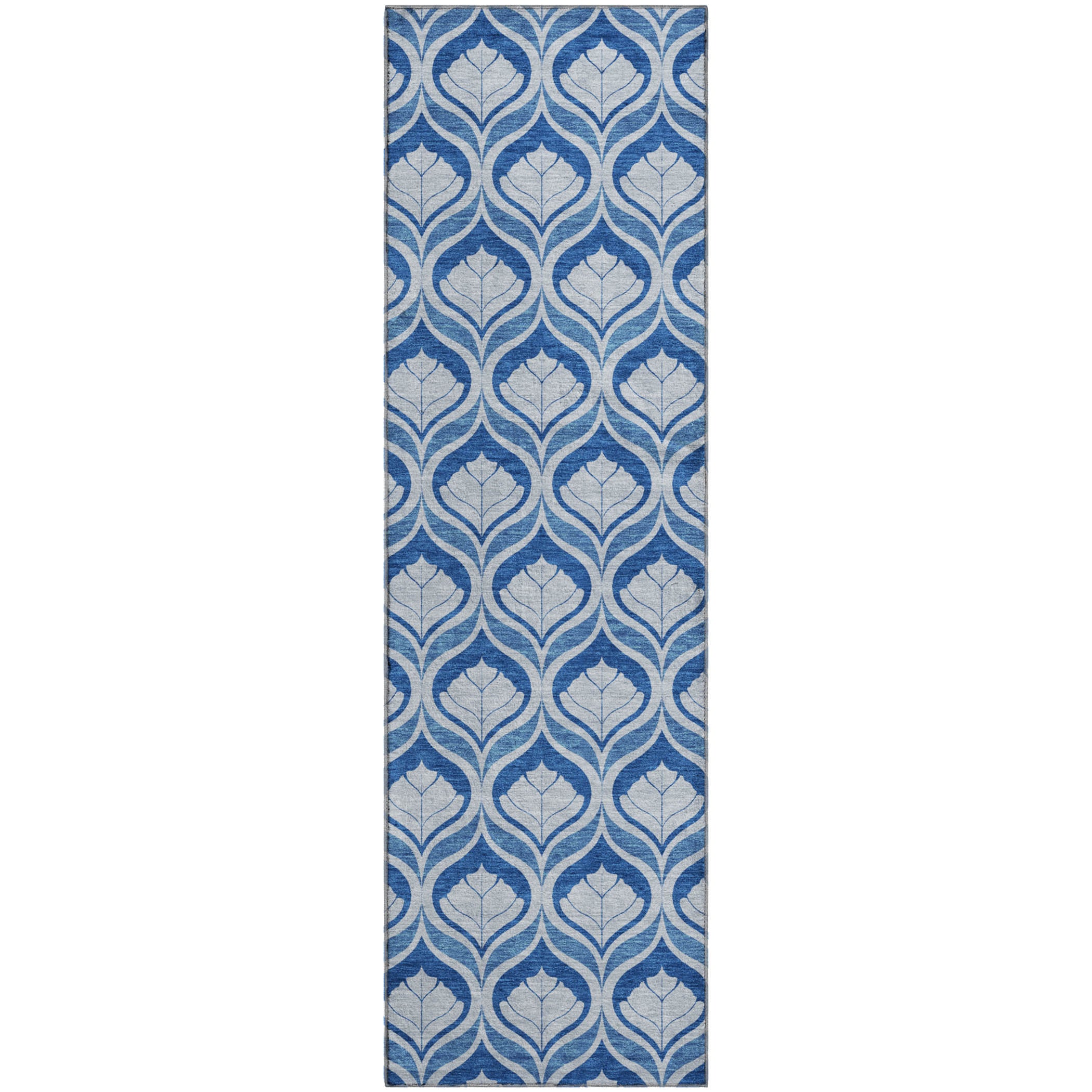 Bergen Machine Washable Transitional Navy Blue Rug 2'3" x 7'6" #shape_Runner
