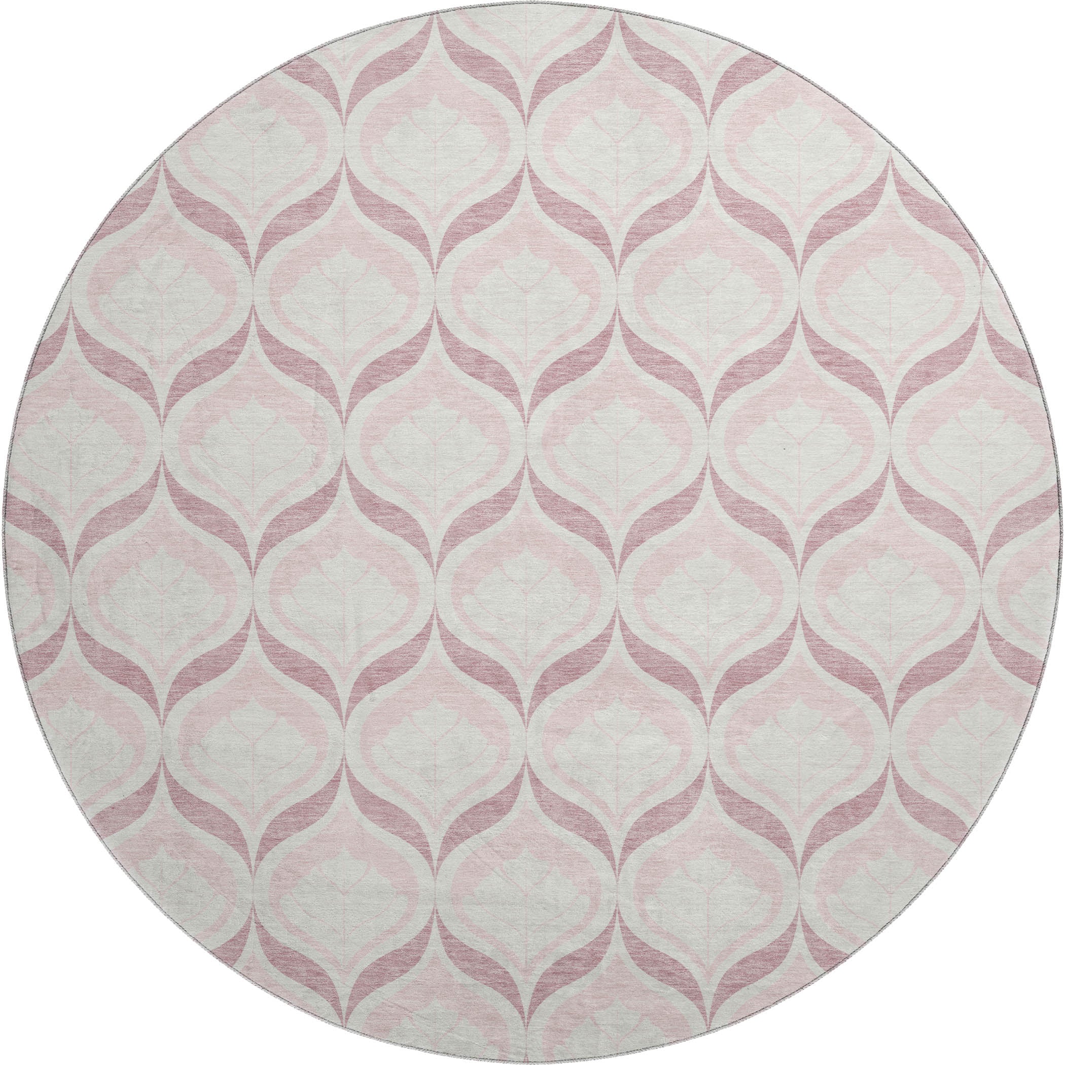Bergen Machine Washable Transitional Pink Rug 8' x 8' #shape_Round