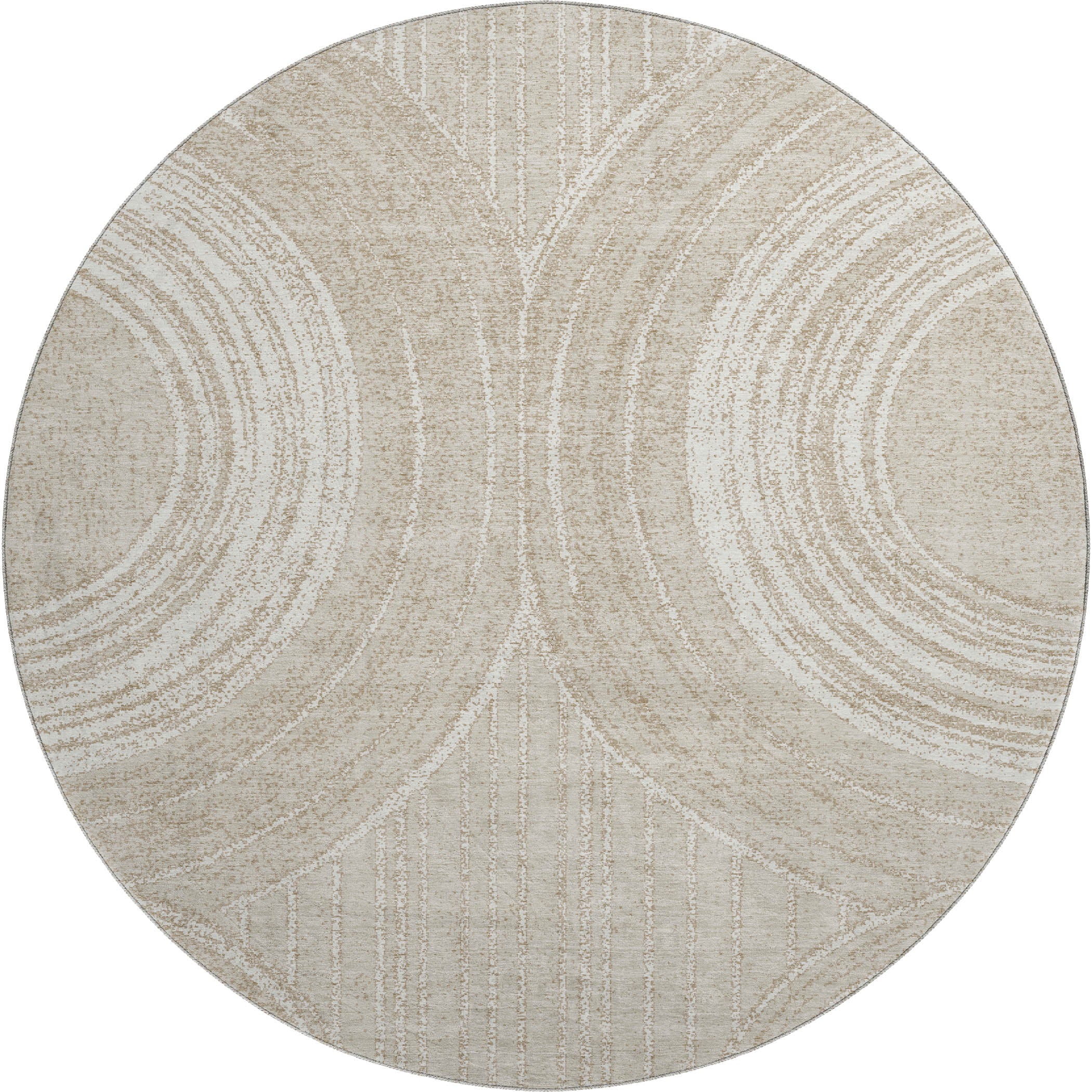Reykjavik Machine Washable Transitional Beige Brown Rug 8' x 8' #shape_Round