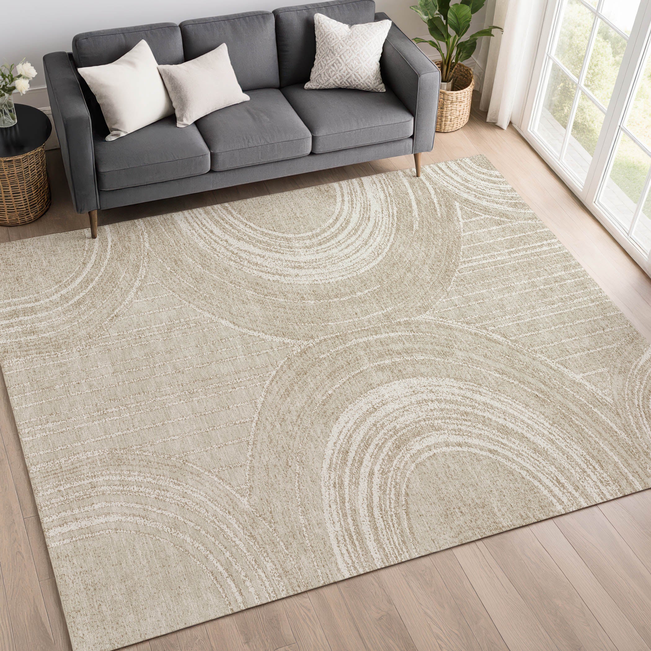 Reykjavik Machine Washable Transitional Beige Brown Rug 3' x 5' #shape_Rectangle