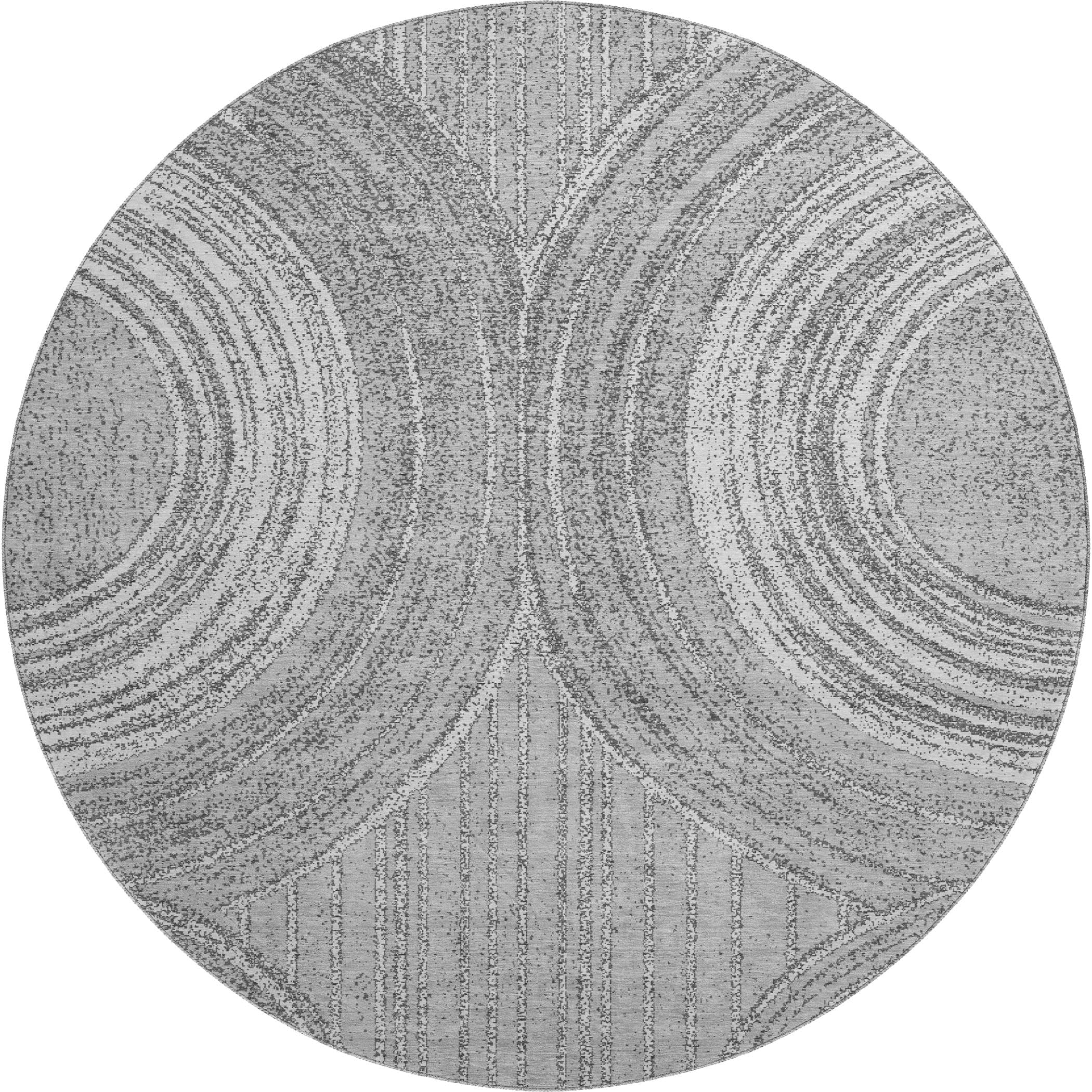 Reykjavik Machine Washable Transitional Charcoal Gray Rug 8' x 8' #shape_Round