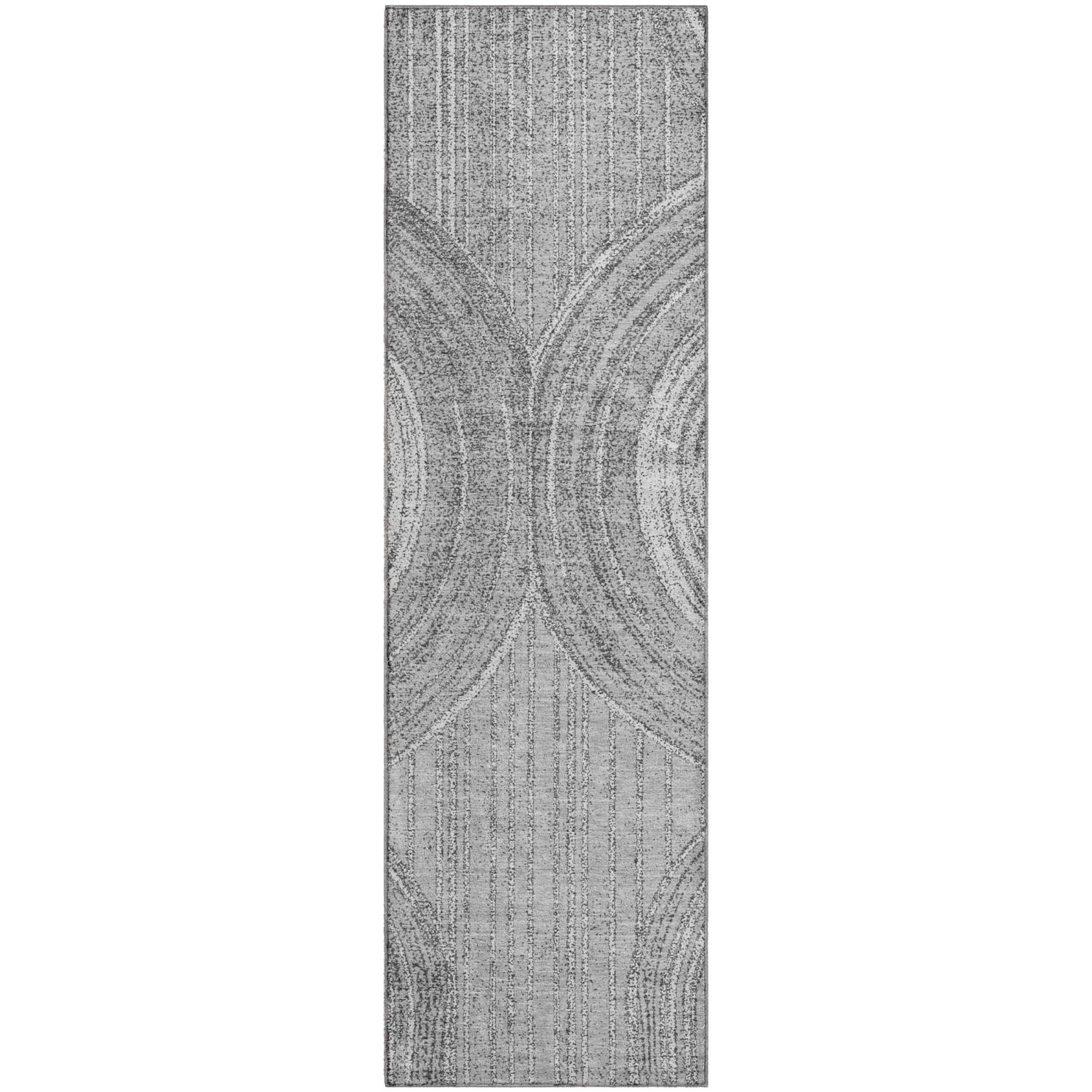Reykjavik Machine Washable Transitional Charcoal Gray Rug 2'3" x 7'6" #shape_Runner