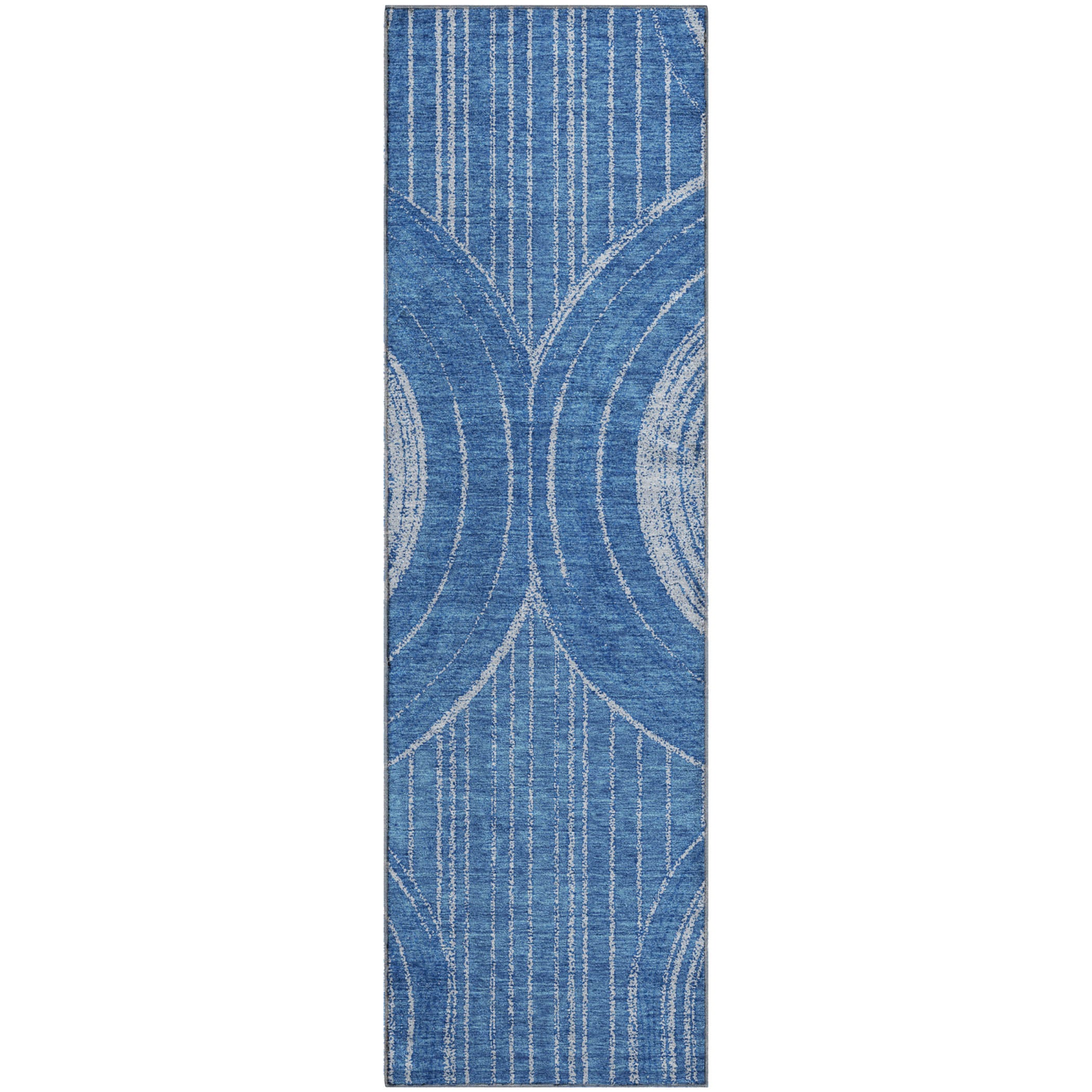 Reykjavik Machine Washable Transitional Navy Blue Rug 2'3" x 7'6" #shape_Runner