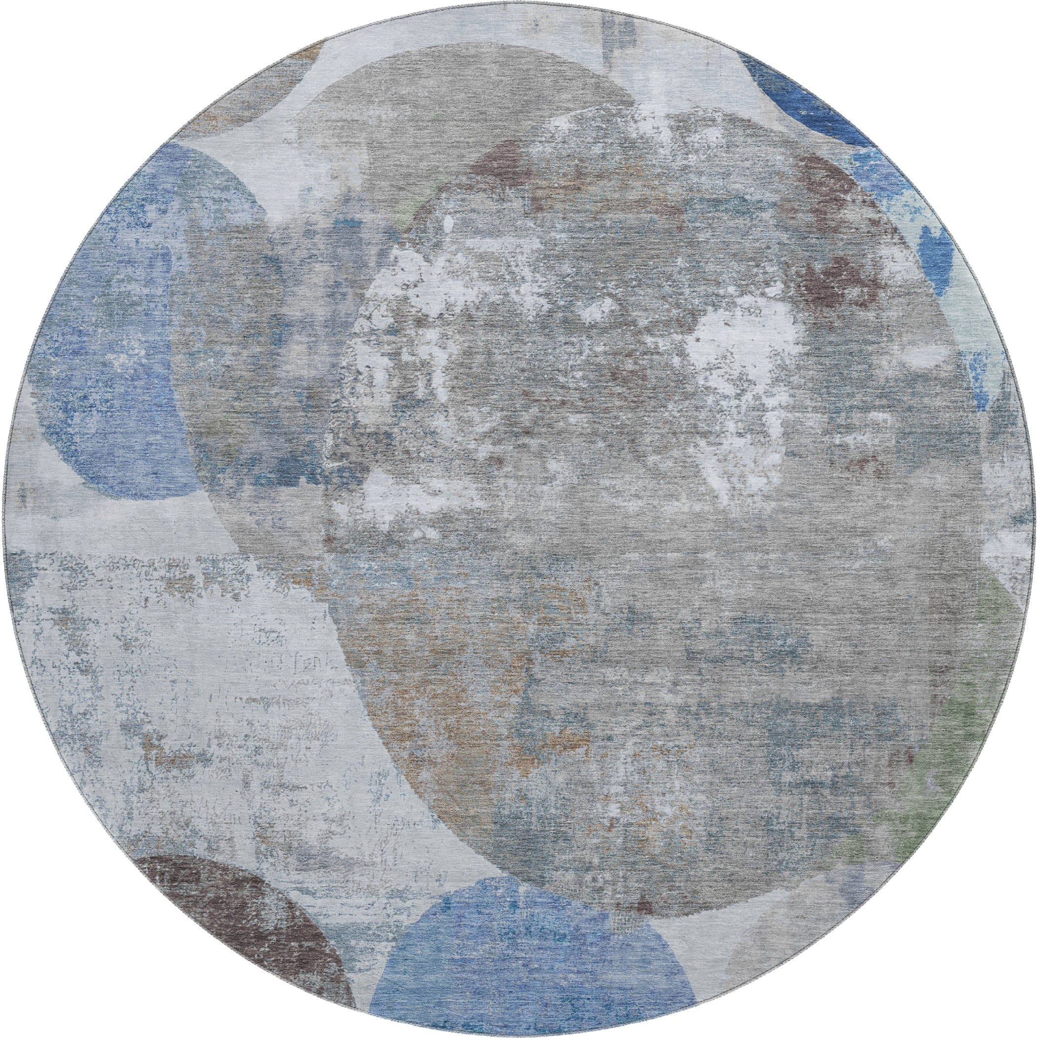 Sintra Machine Washable Transitional Blue Rug 8' x 8' #shape_Round