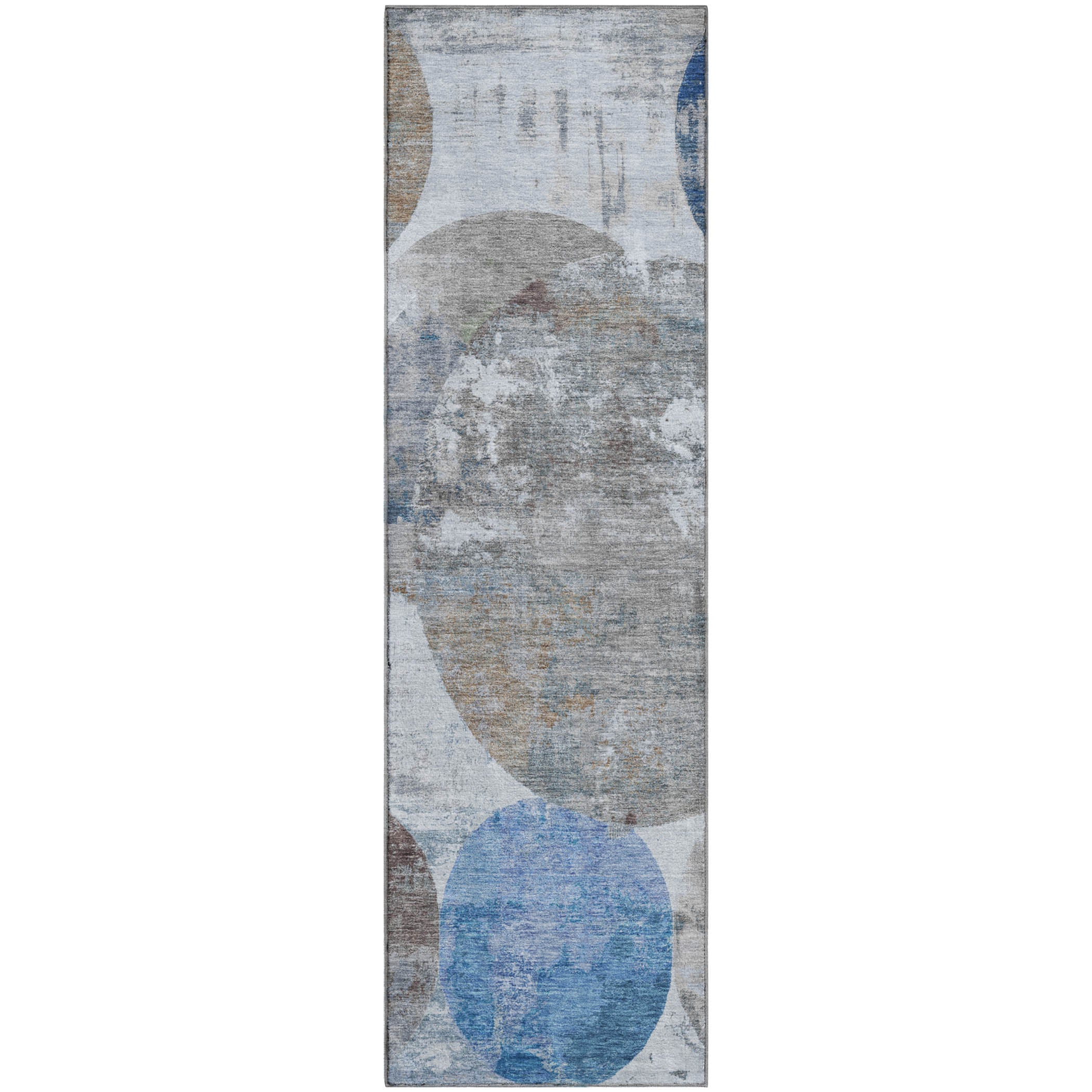 Sintra Machine Washable Transitional Blue Rug 2'3" x 7'6" #shape_Runner