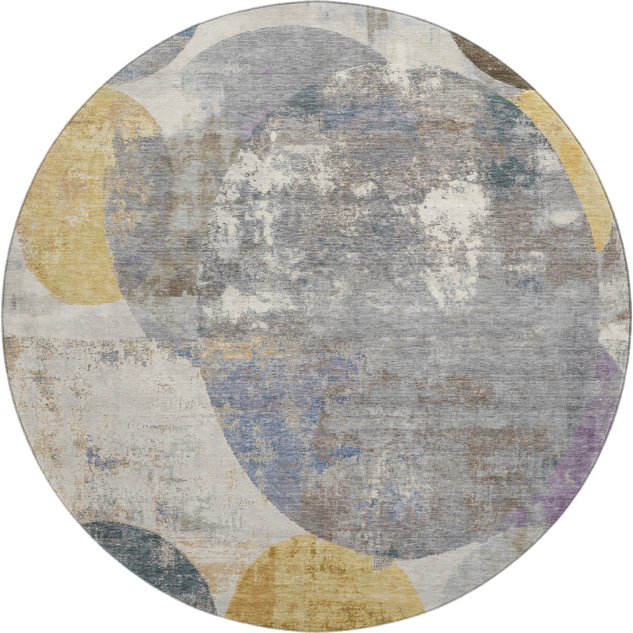 Sintra Machine Washable Transitional Gray Rug 8' x 8' #shape_Round