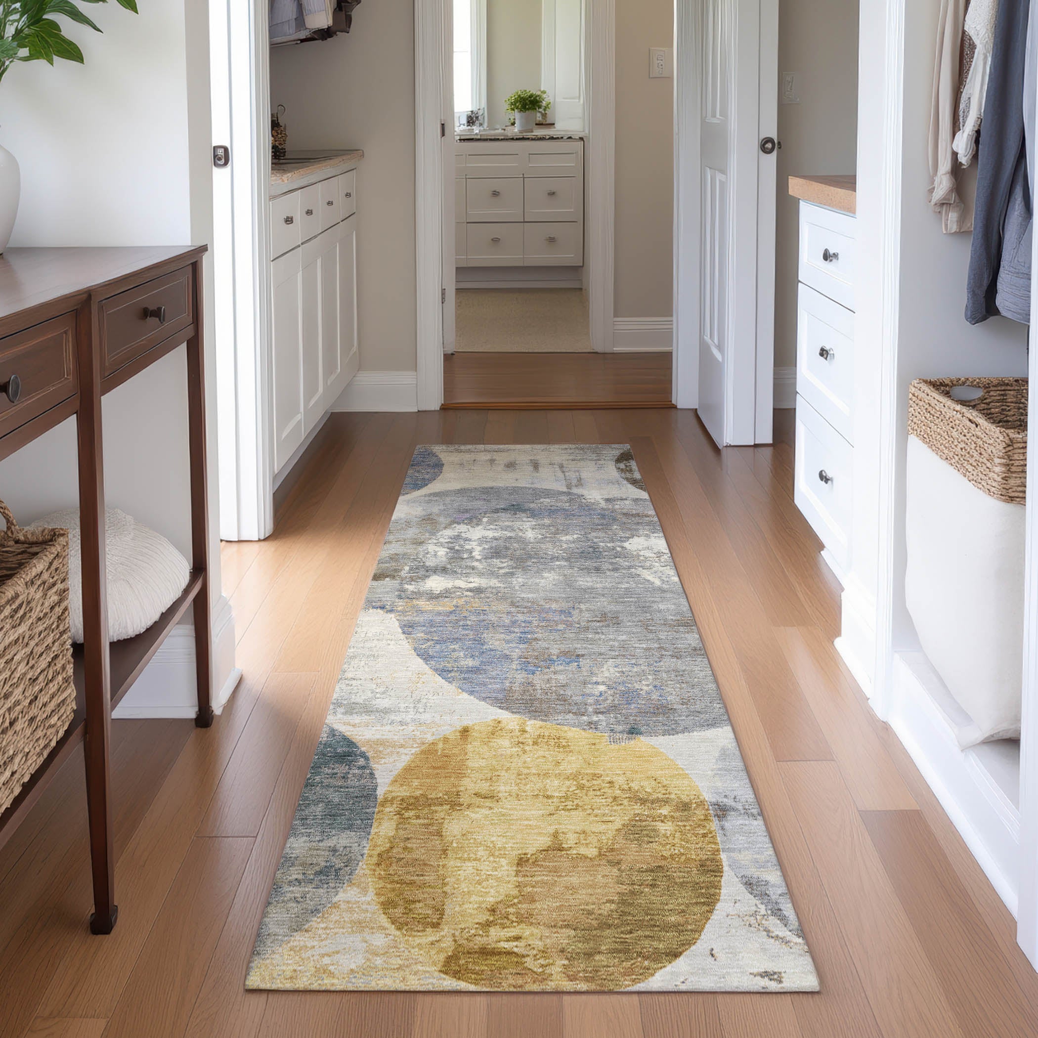Sintra Machine Washable Transitional Gray Rug 2'3" x 7'6" #shape_Runner