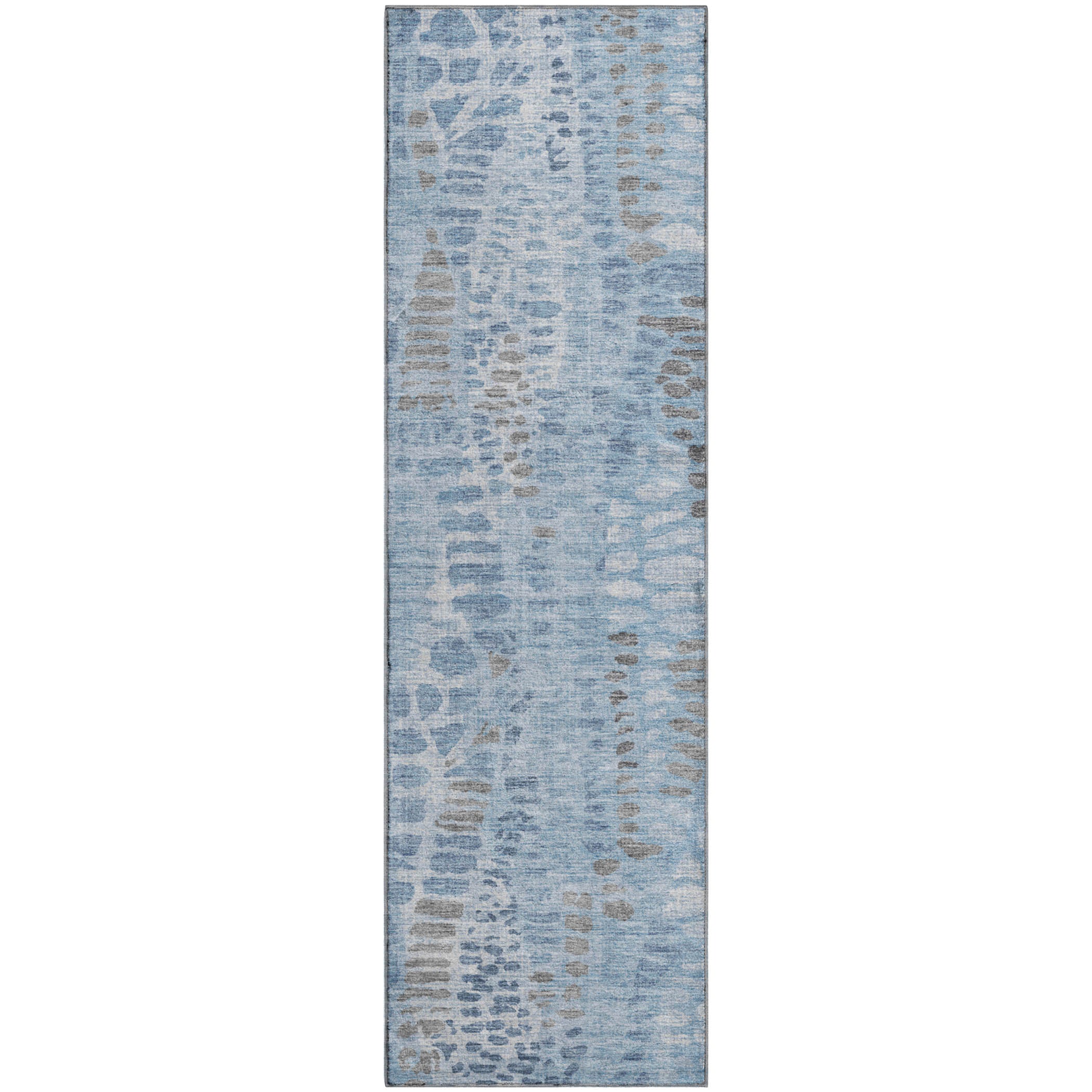 Montevideo Machine Washable Transitional Denim Blue Rug 2'3" x 7'6" #shape_Runner