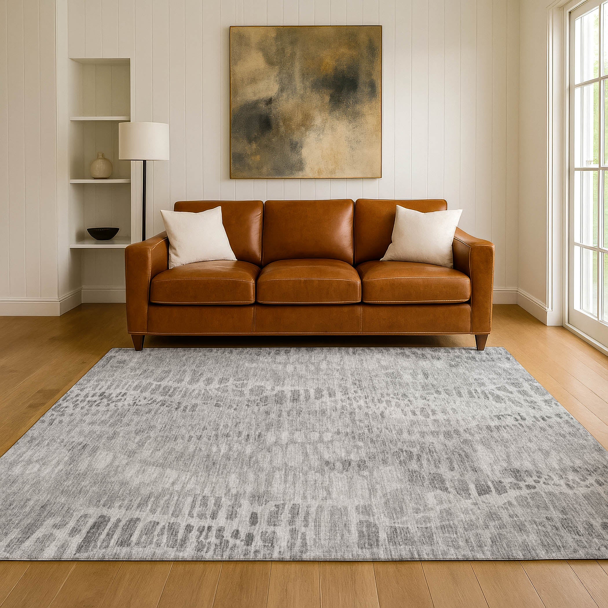 Montevideo Machine Washable Transitional Gray Rug 3' x 5' #shape_Rectangle