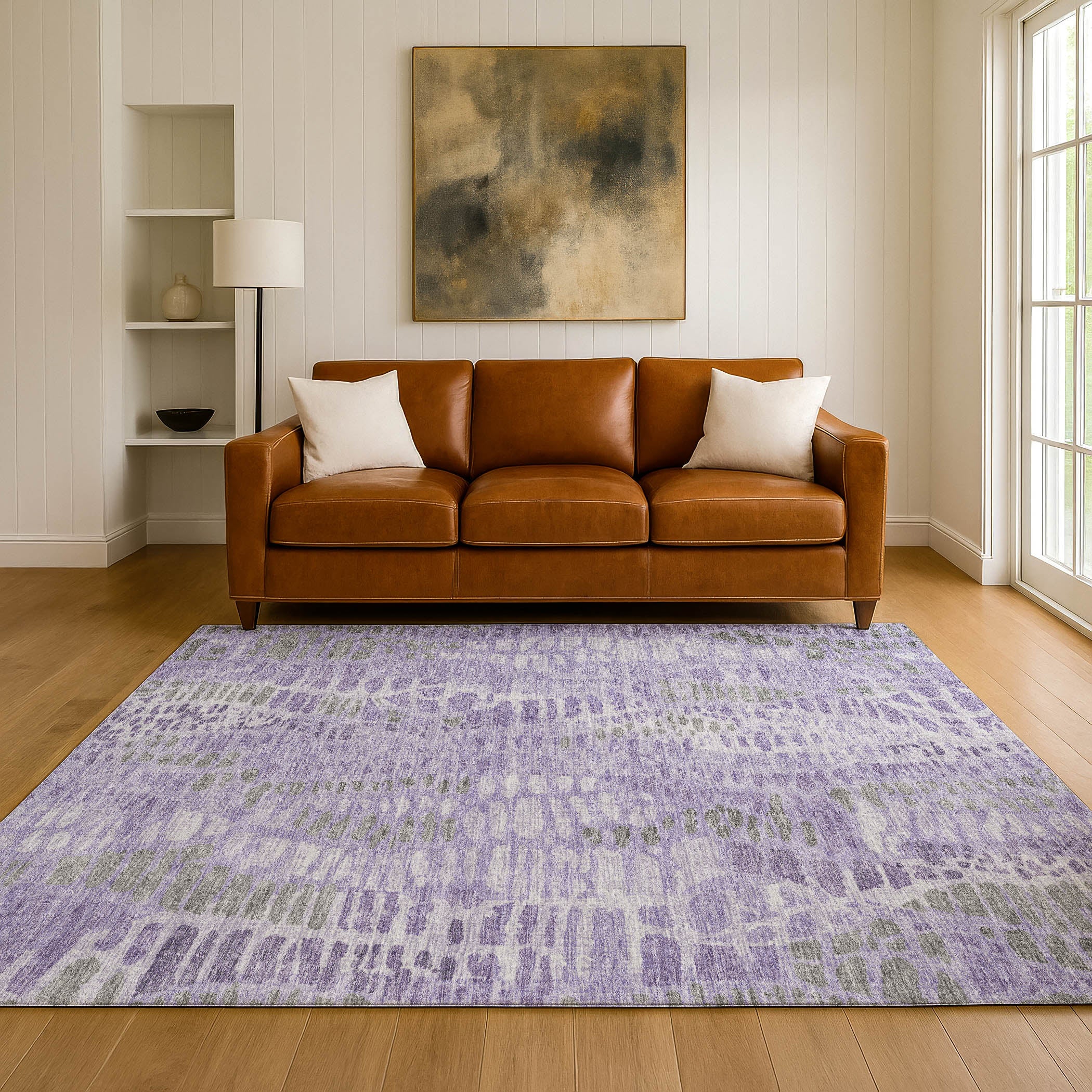 Montevideo Machine Washable Transitional Purple Rug 3' x 5' #shape_Rectangle