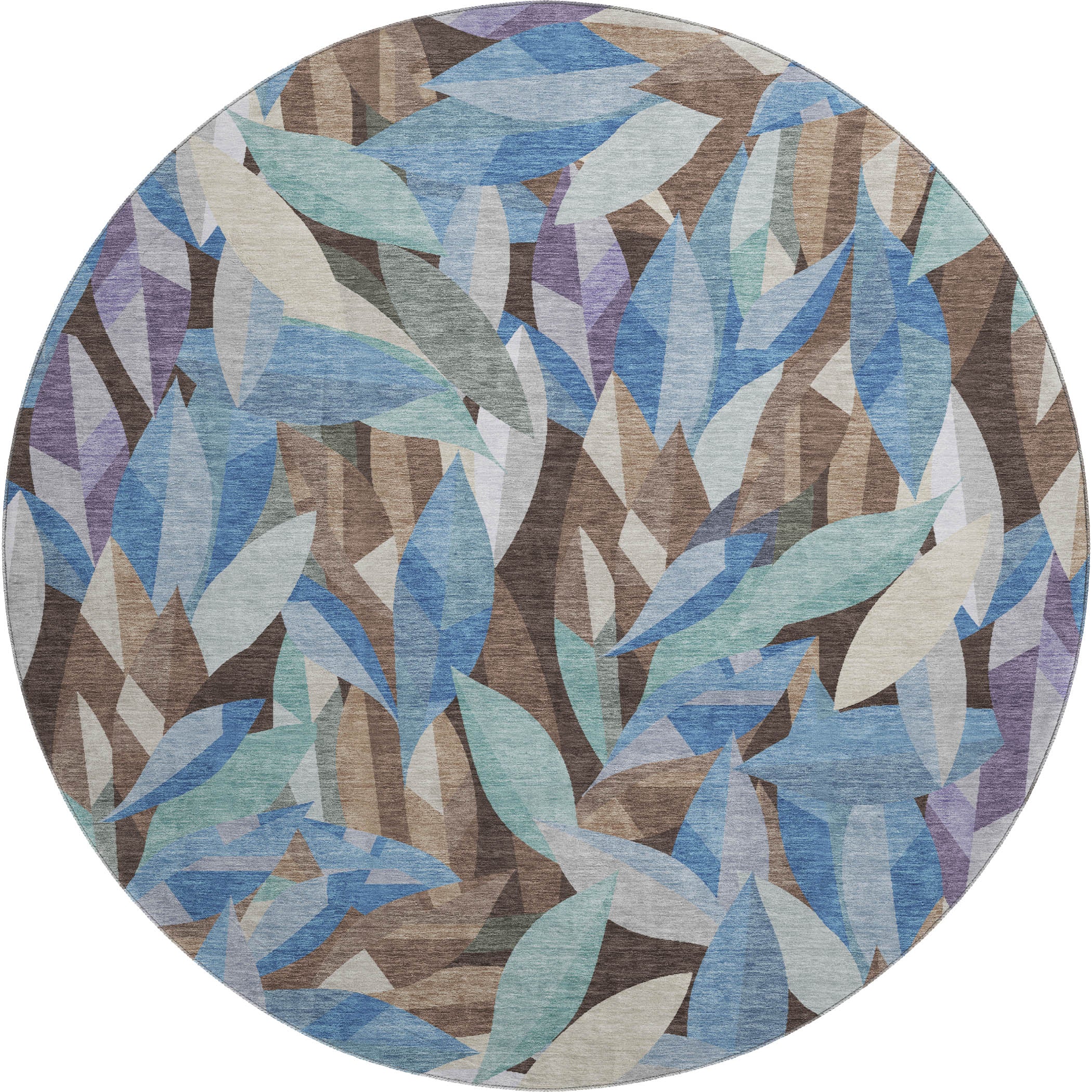 Tallinn Machine Washable Transitional Brown Rug 8' x 8' #shape_Round