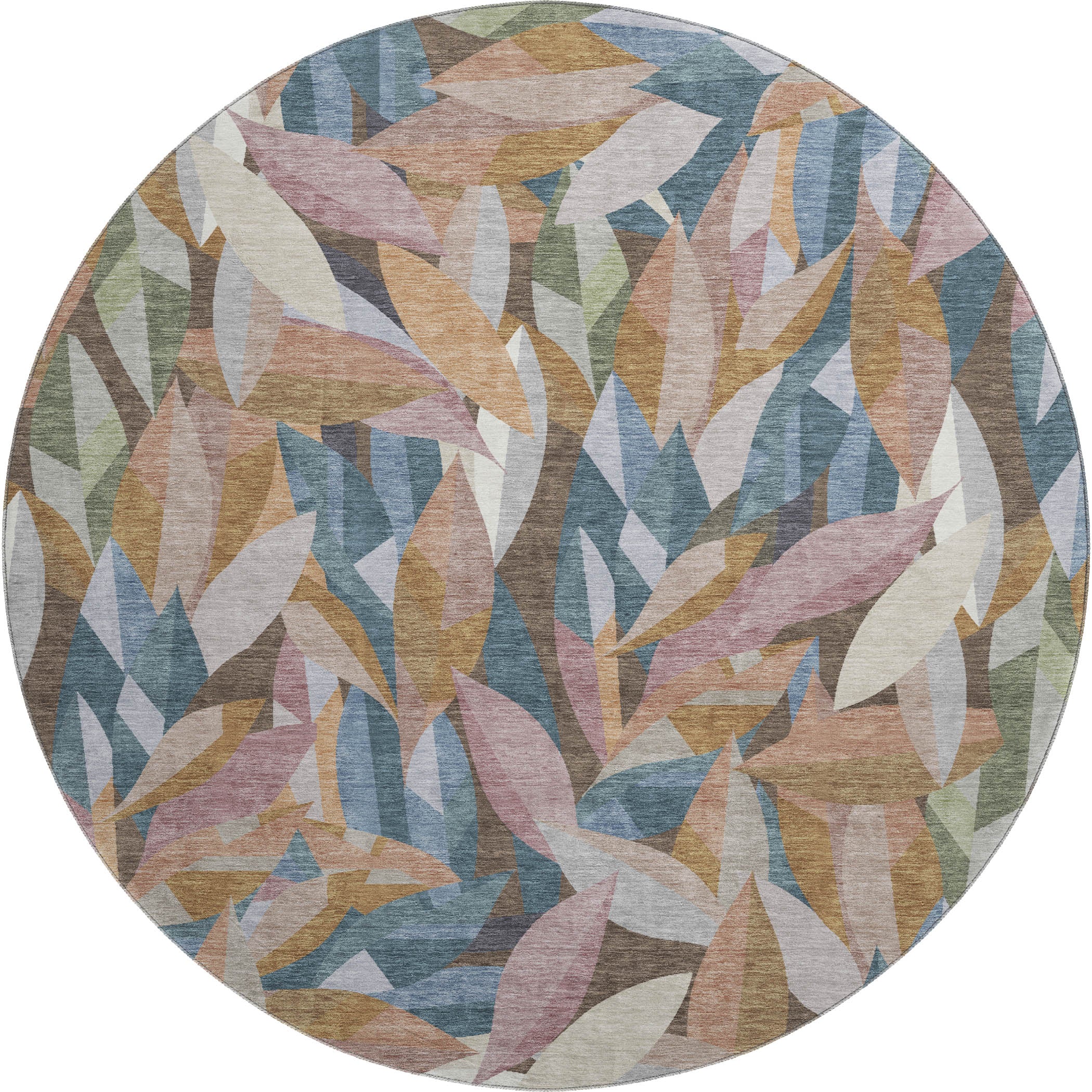 Tallinn Machine Washable Transitional Copper Orange Rug 8' x 8' #shape_Round