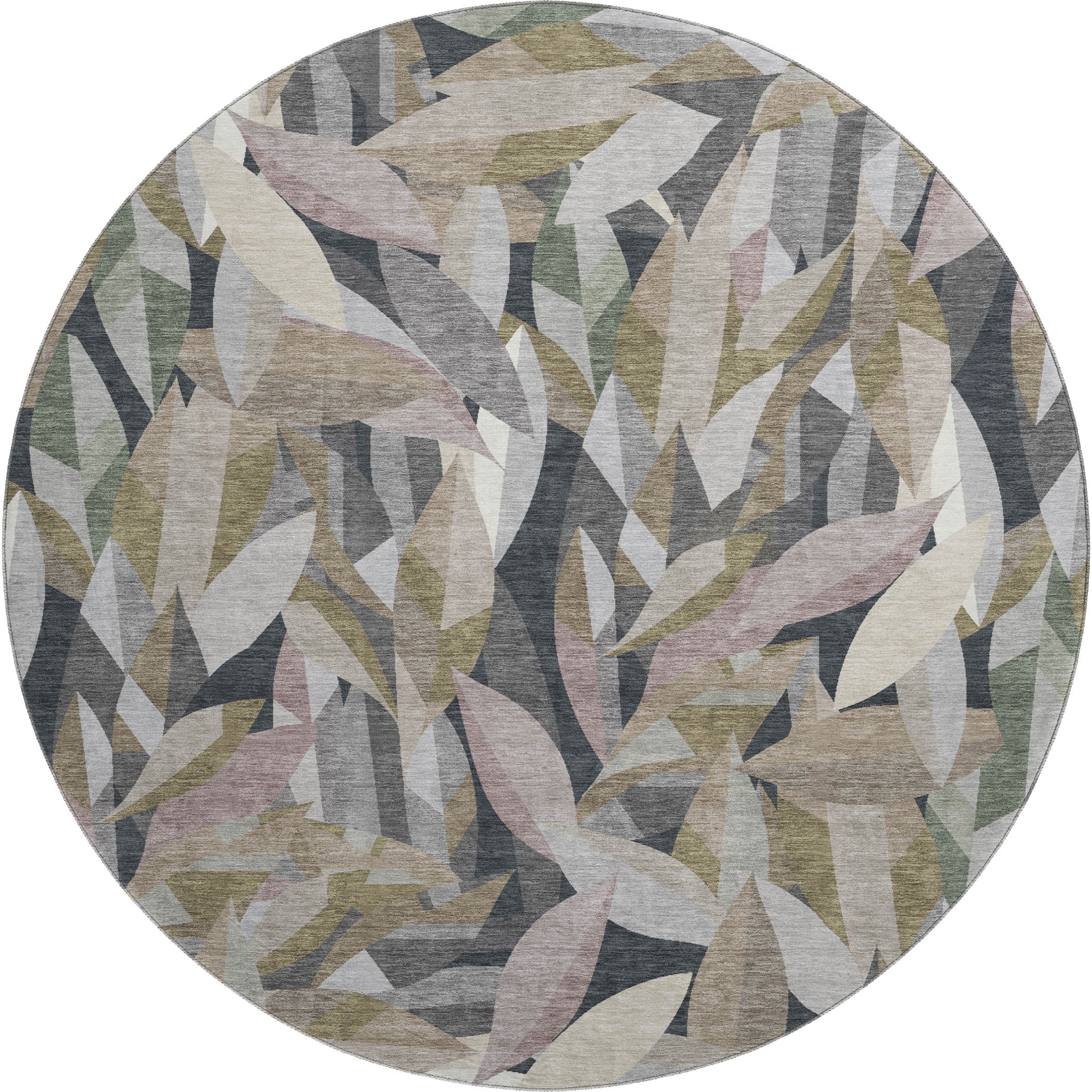 Tallinn Machine Washable Transitional Khaki Brown Rug 8' x 8' #shape_Round