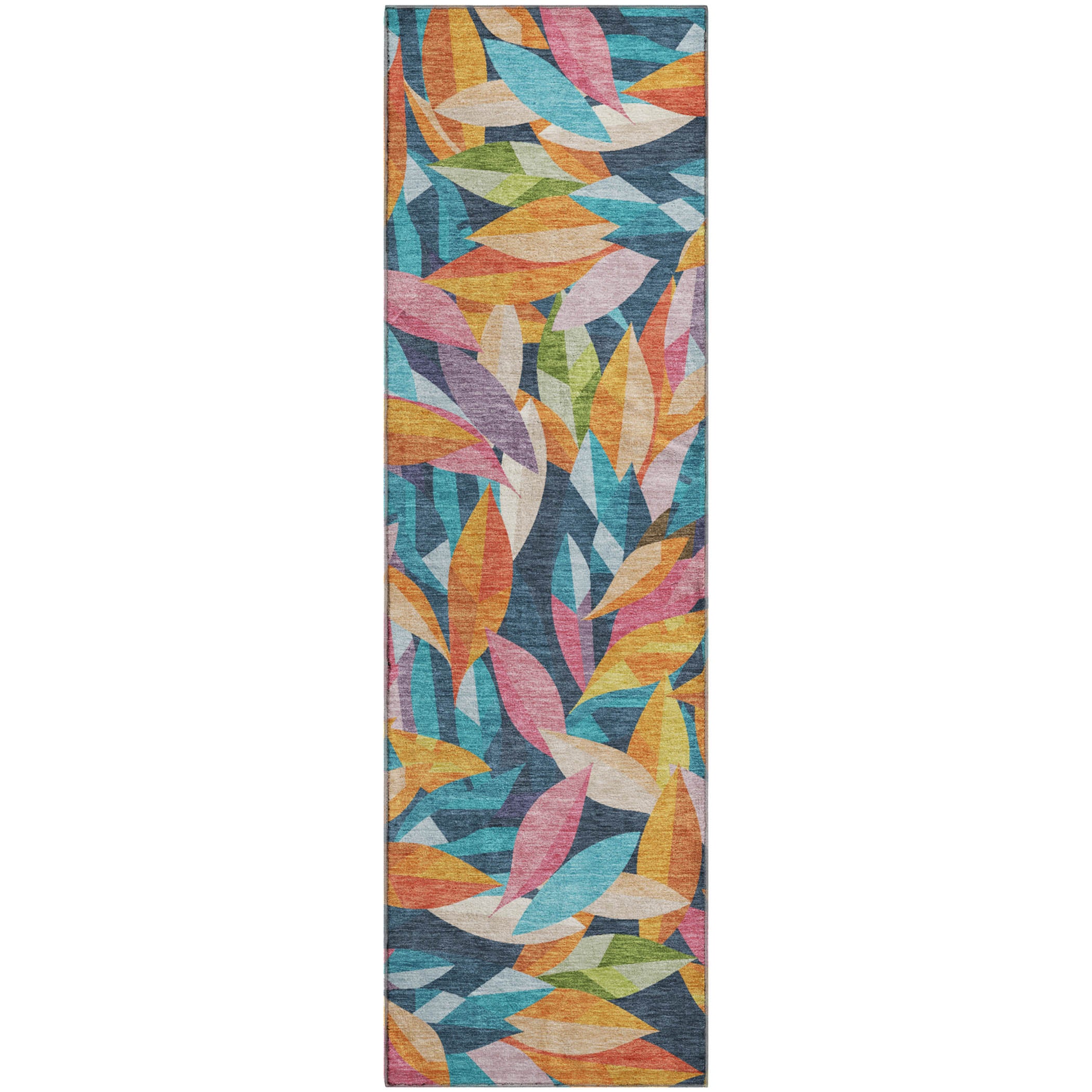 Tallinn Machine Washable Transitional Navy Blue Rug 2'3" x 7'6" #shape_Runner