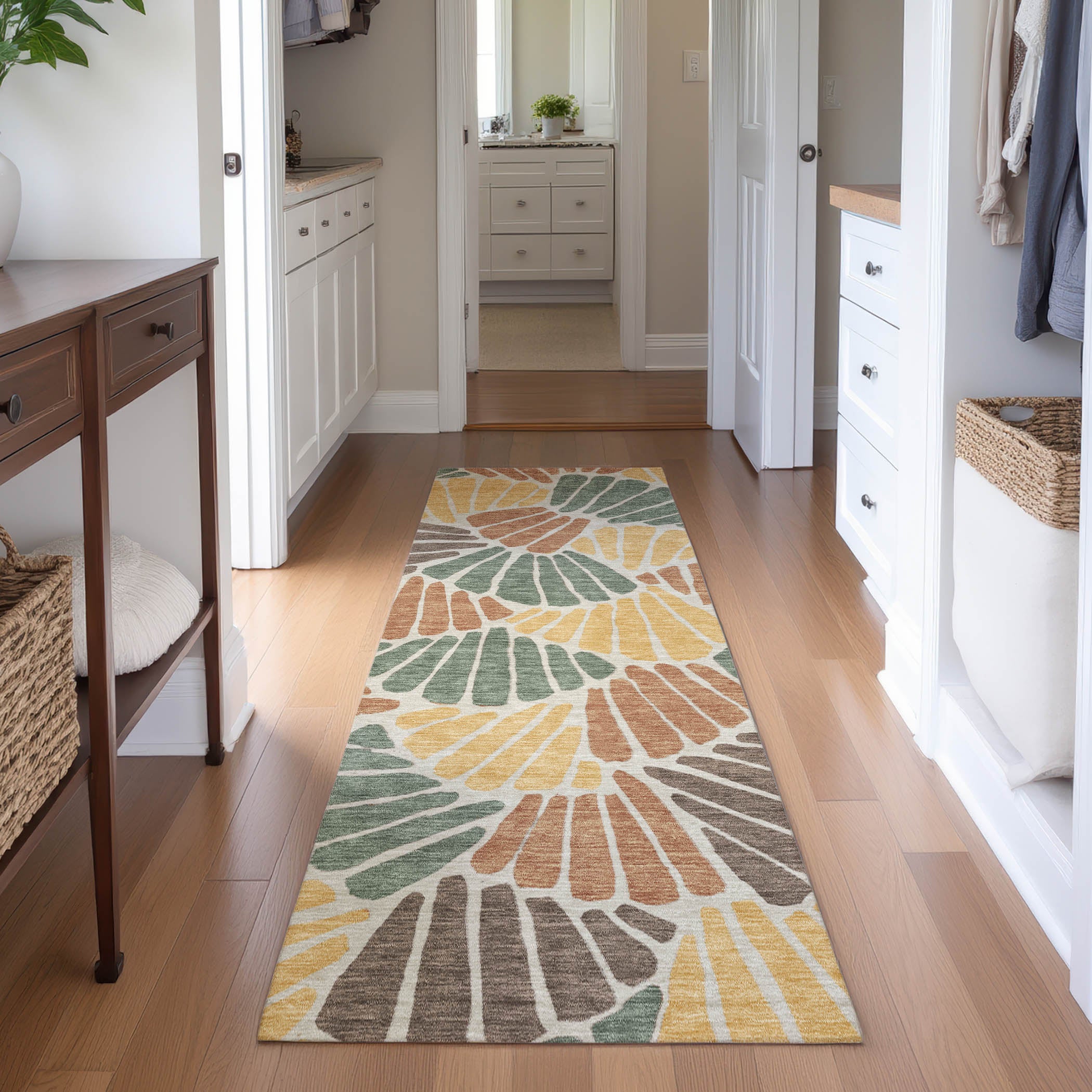 Luang Prabang Machine Washable Transitional Basil Green Rug 2'3" x 7'6" #shape_Runner