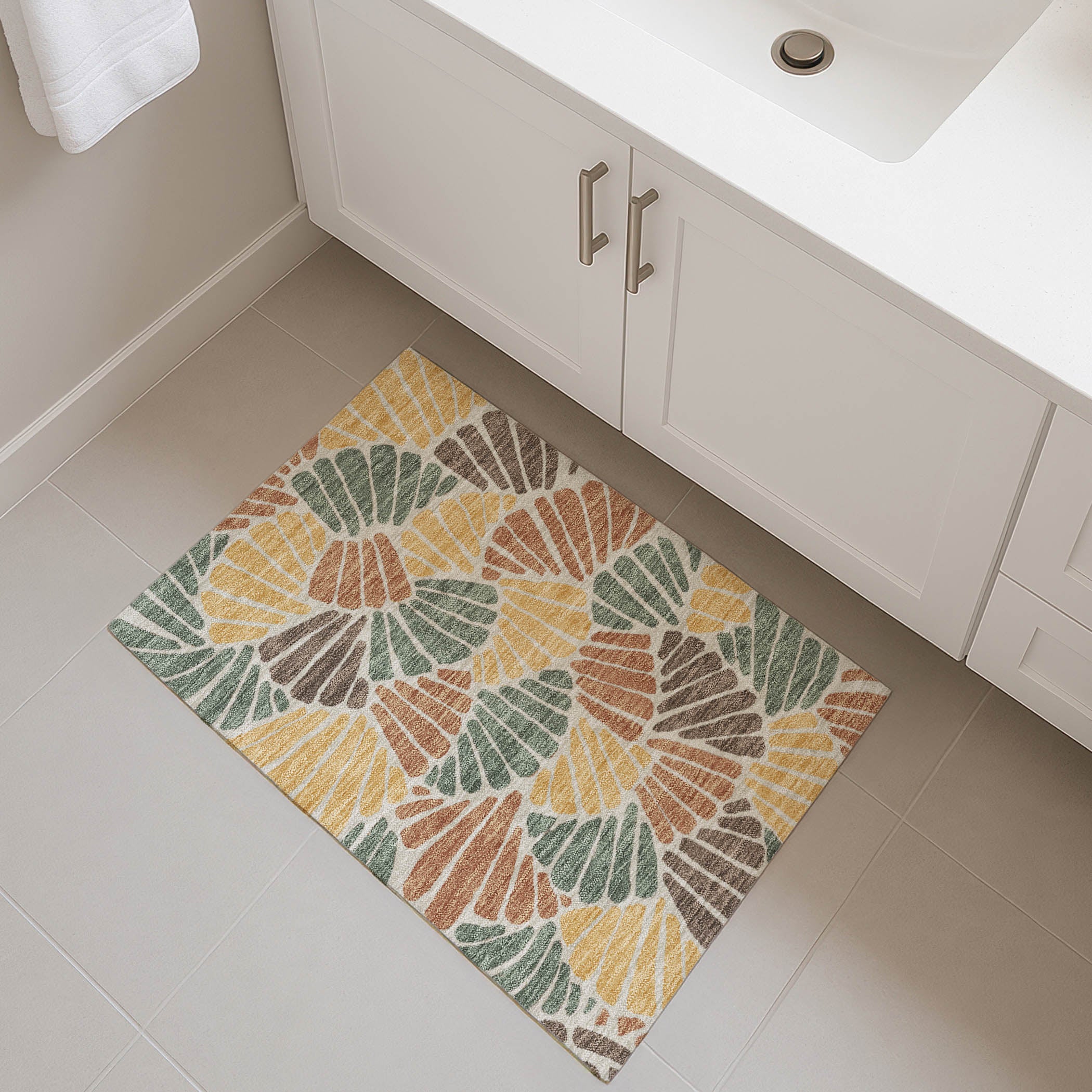Luang Prabang Machine Washable Transitional Basil Green Rug 1'8" x 2'6" #shape_Rectangle