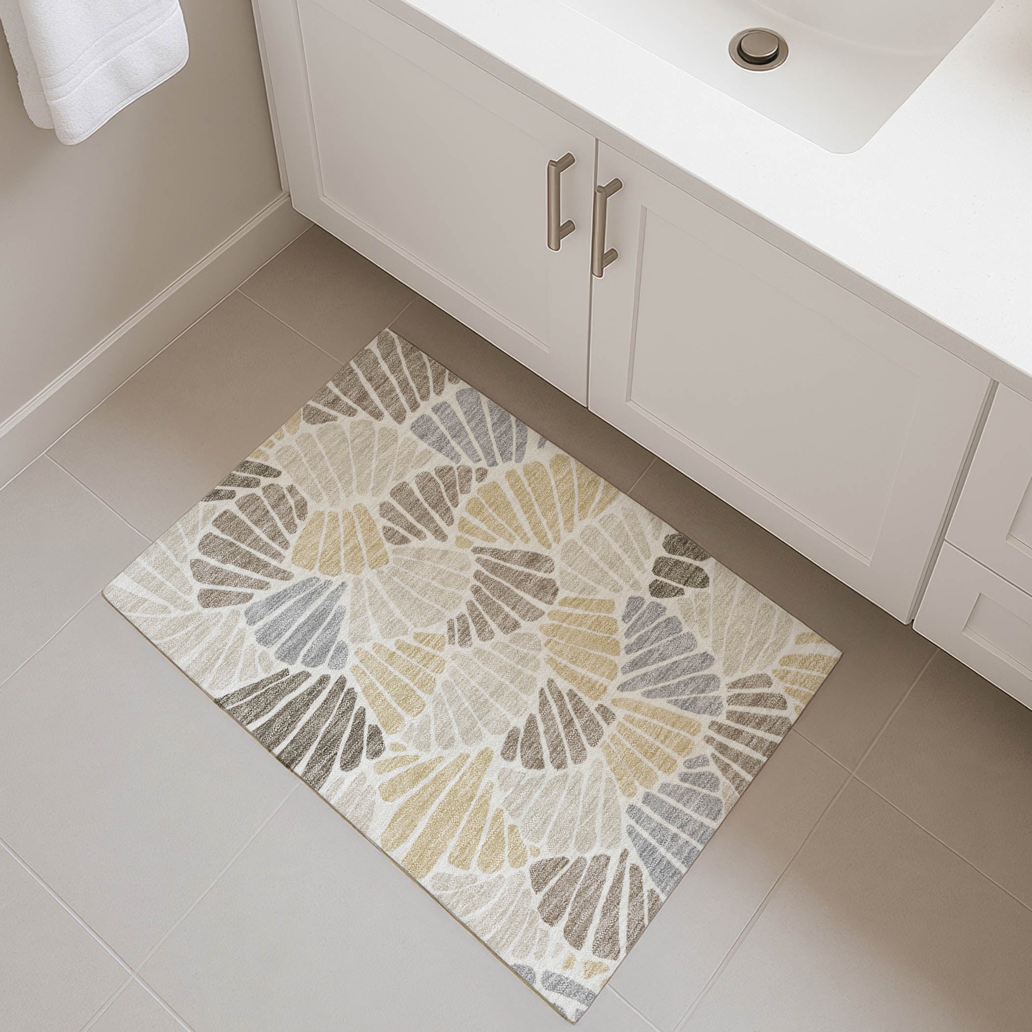 Luang Prabang Machine Washable Transitional Beige Brown Rug 1'8" x 2'6" #shape_Rectangle