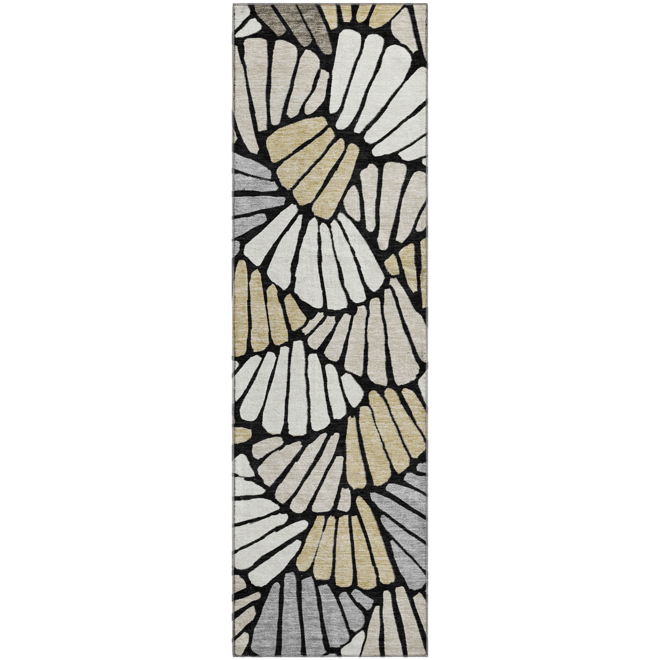 Luang Prabang Machine Washable Transitional Black Rug 2'3" x 7'6" #shape_Runner