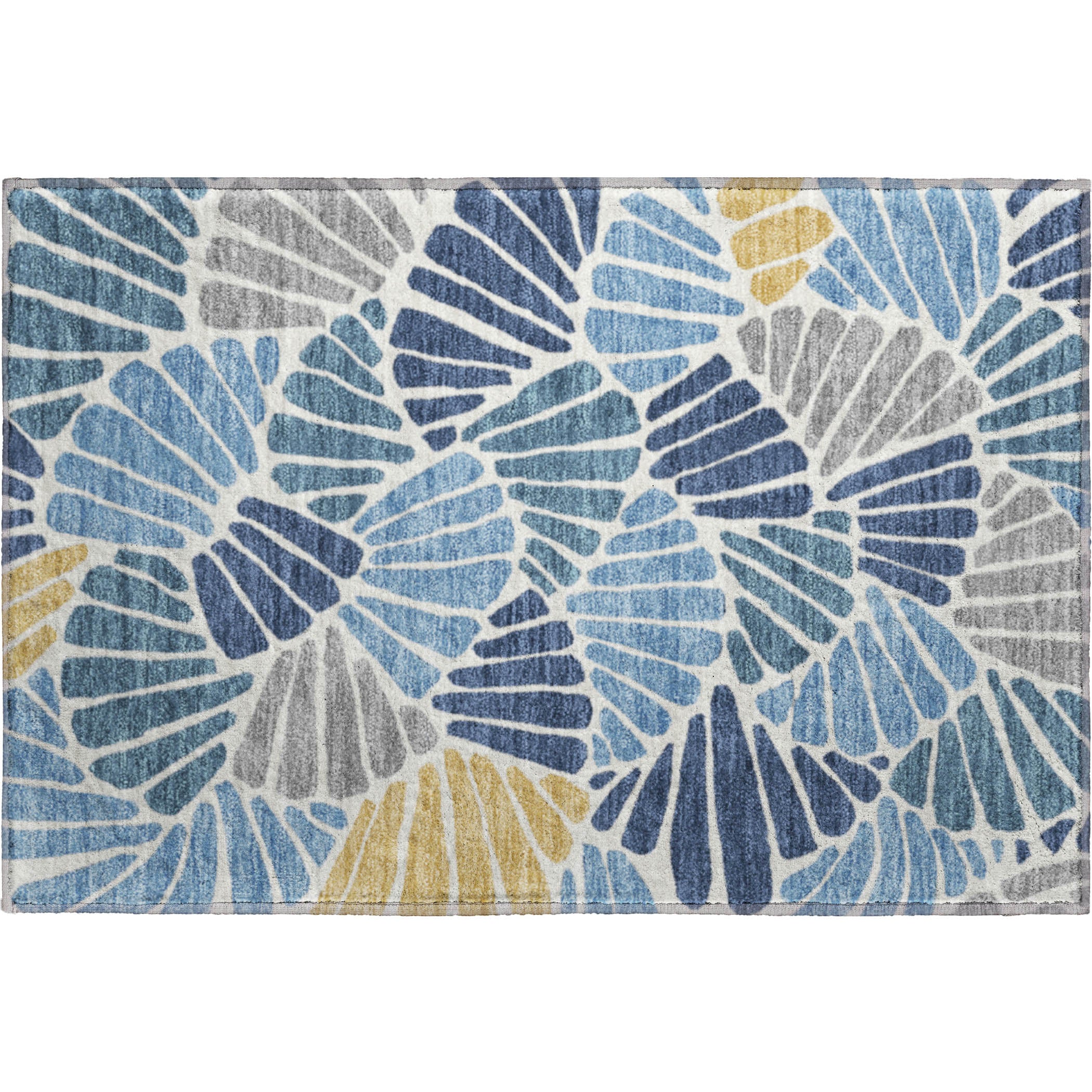 Luang Prabang Machine Washable Transitional Blue Rug 1'8" x 2'6" #shape_Rectangle