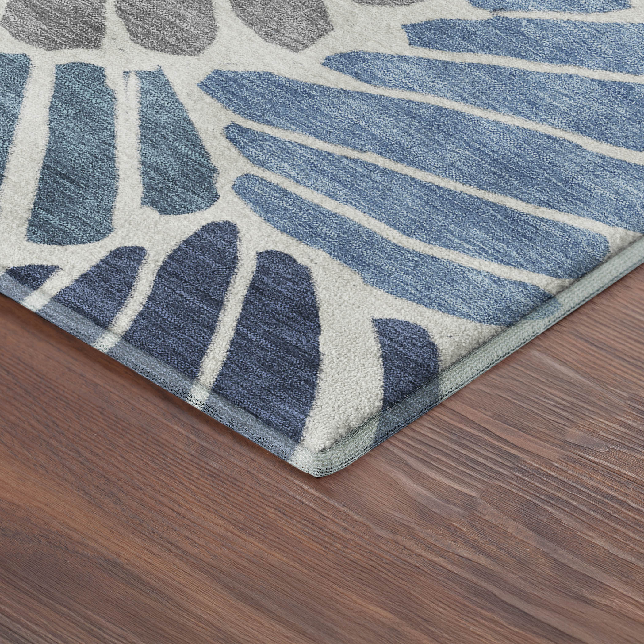 Luang Prabang Machine Washable Transitional Blue Rug 1'8" x 2'6" #shape_Rectangle