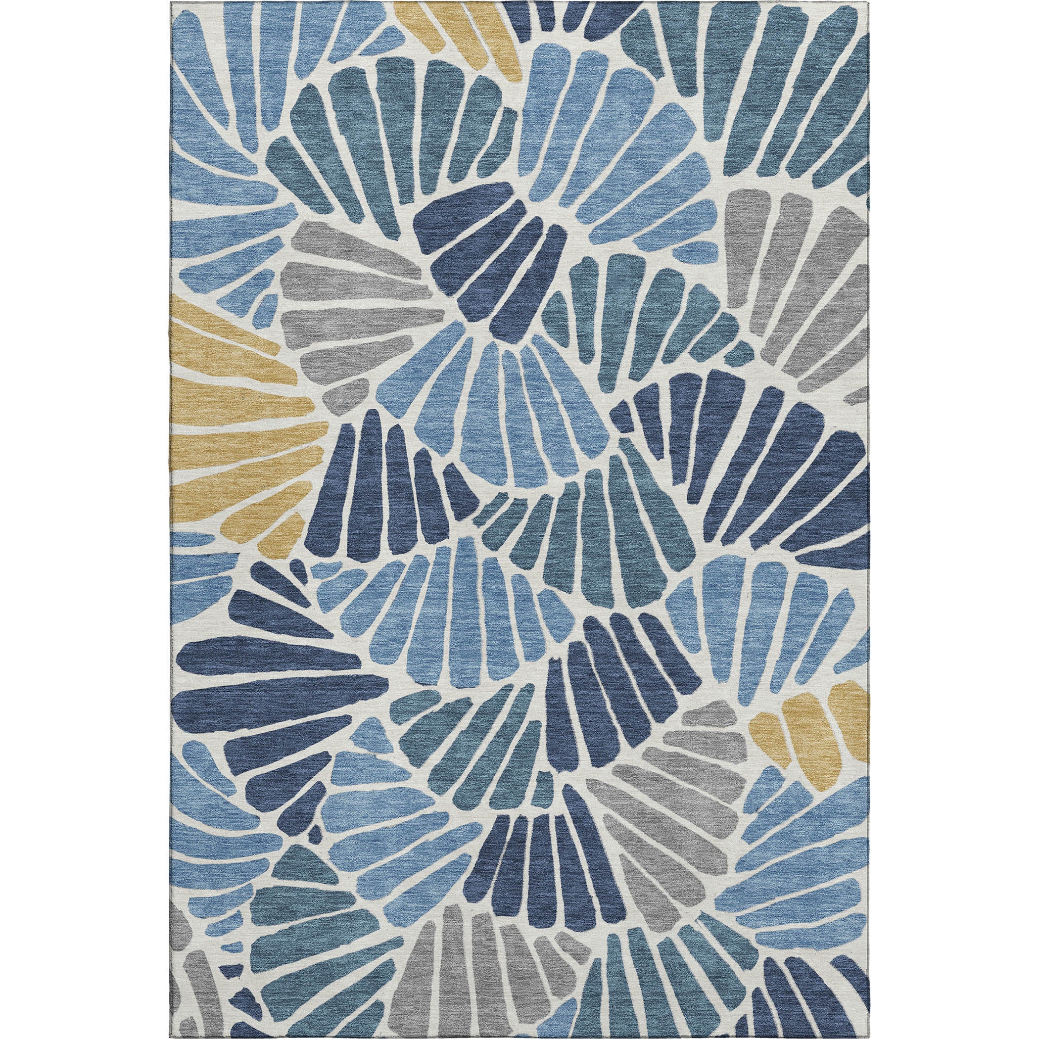 Luang Prabang Machine Washable Transitional Blue Rug 3' x 5' #shape_Rectangle