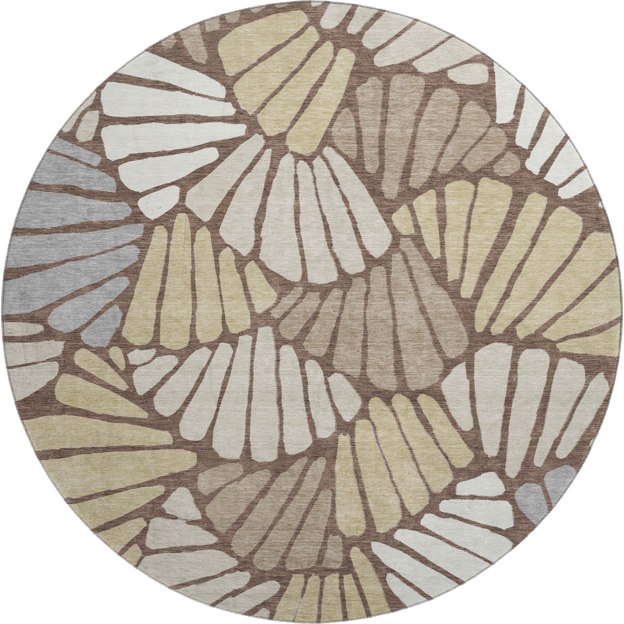 Luang Prabang Machine Washable Transitional Chocolate Brown Rug 8' x 8' #shape_Round