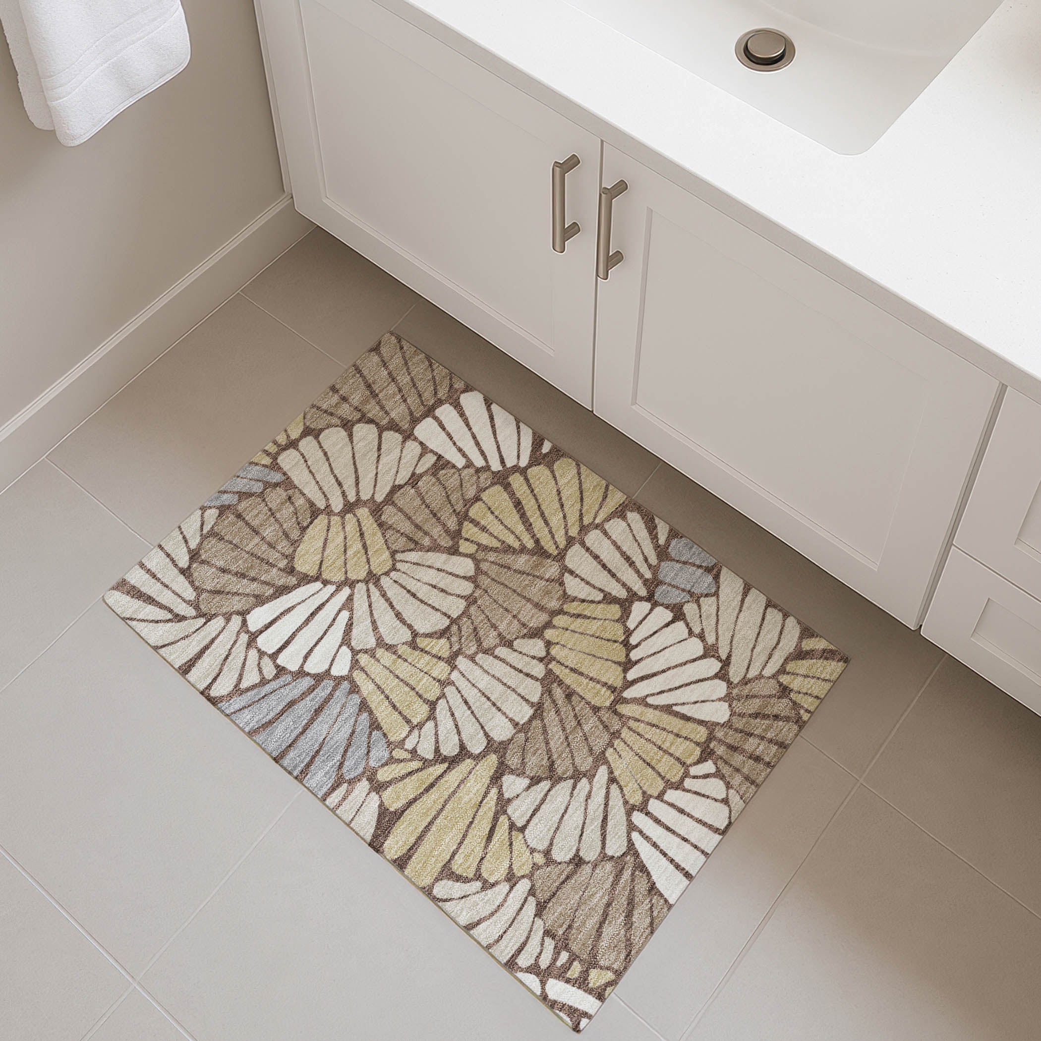 Luang Prabang Machine Washable Transitional Chocolate Brown Rug 1'8" x 2'6" #shape_Rectangle