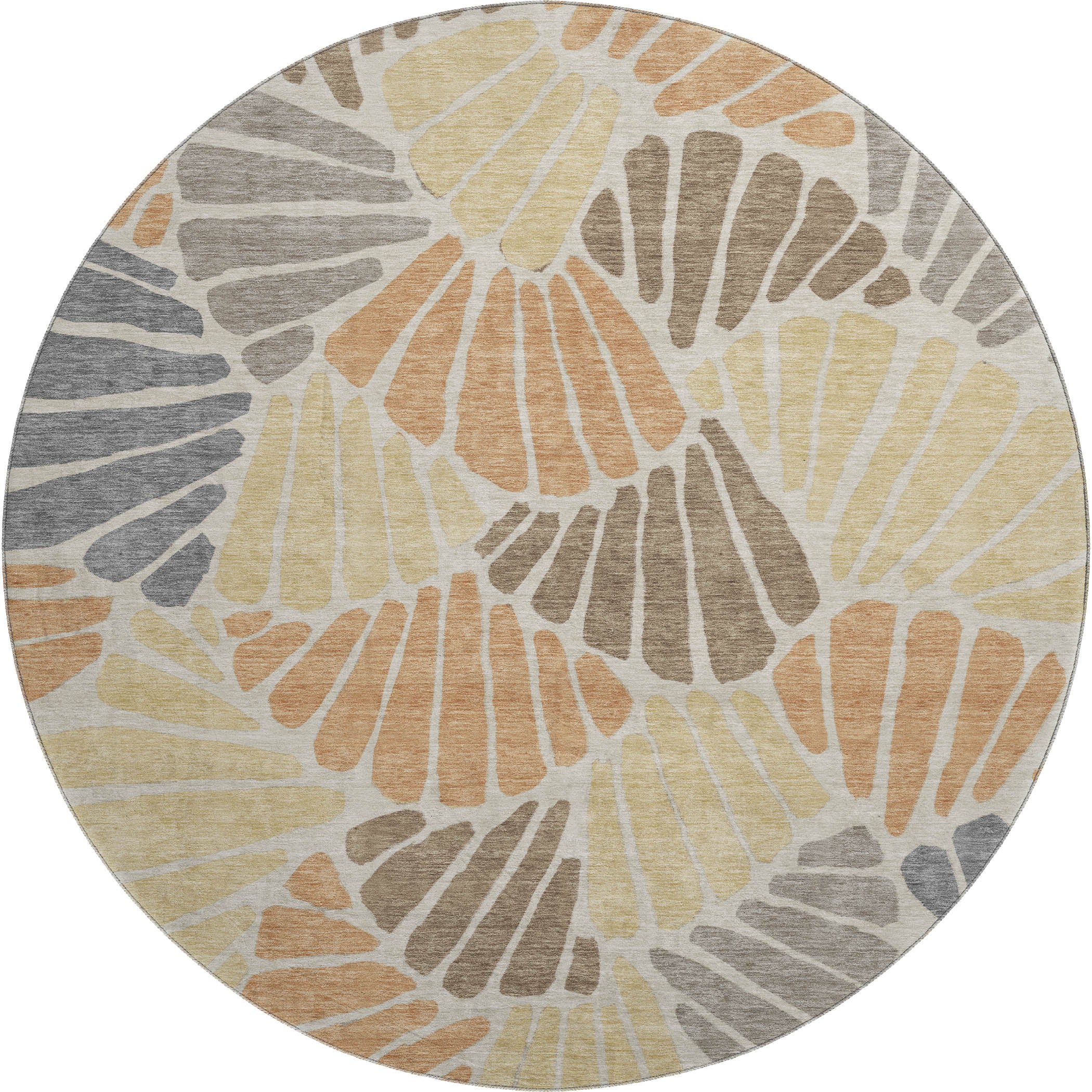 Luang Prabang Machine Washable Traditional Copper Orange Rug 8' x 8' #shape_Round