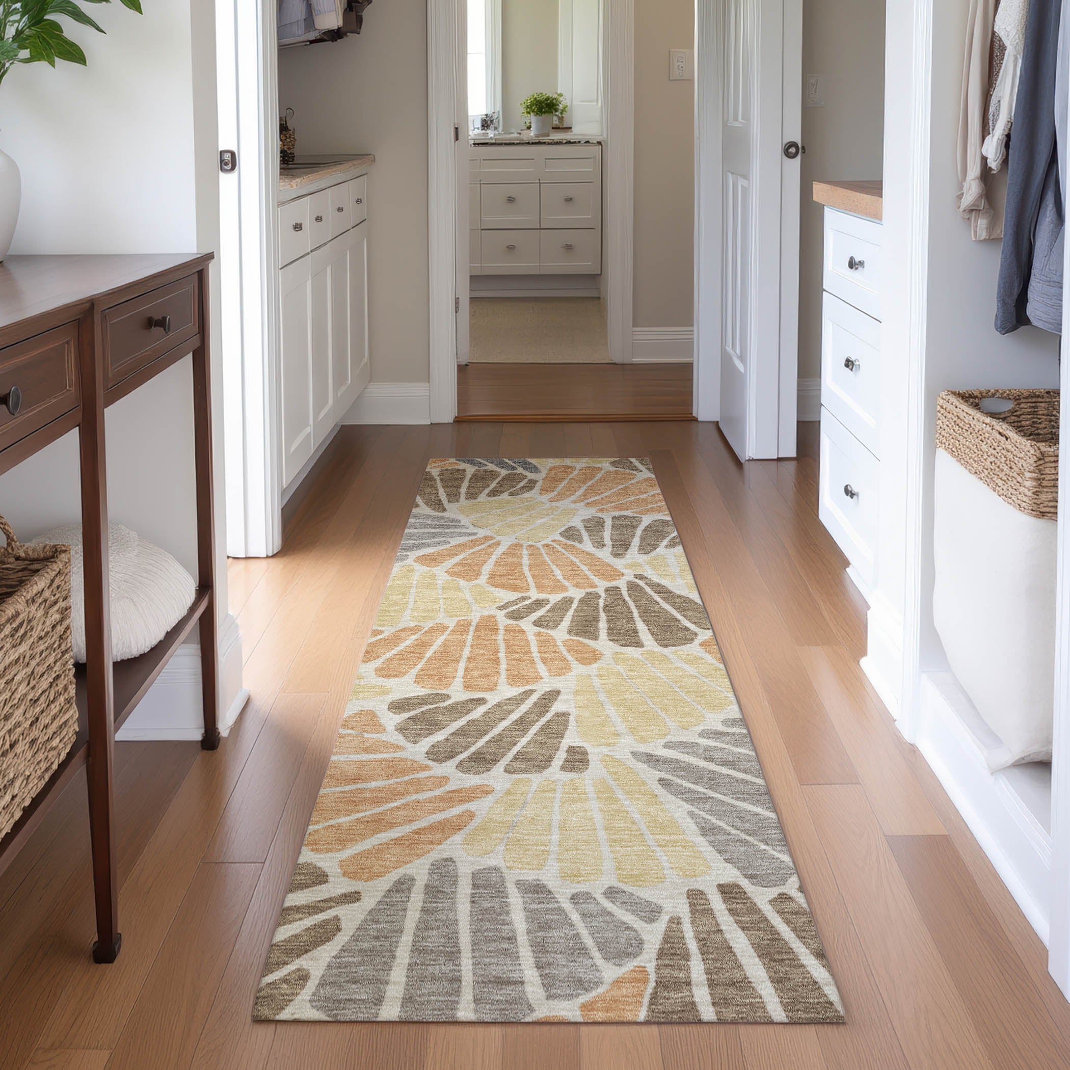 Luang Prabang Machine Washable Traditional Copper Orange Rug 2'3" x 7'6" #shape_Runner