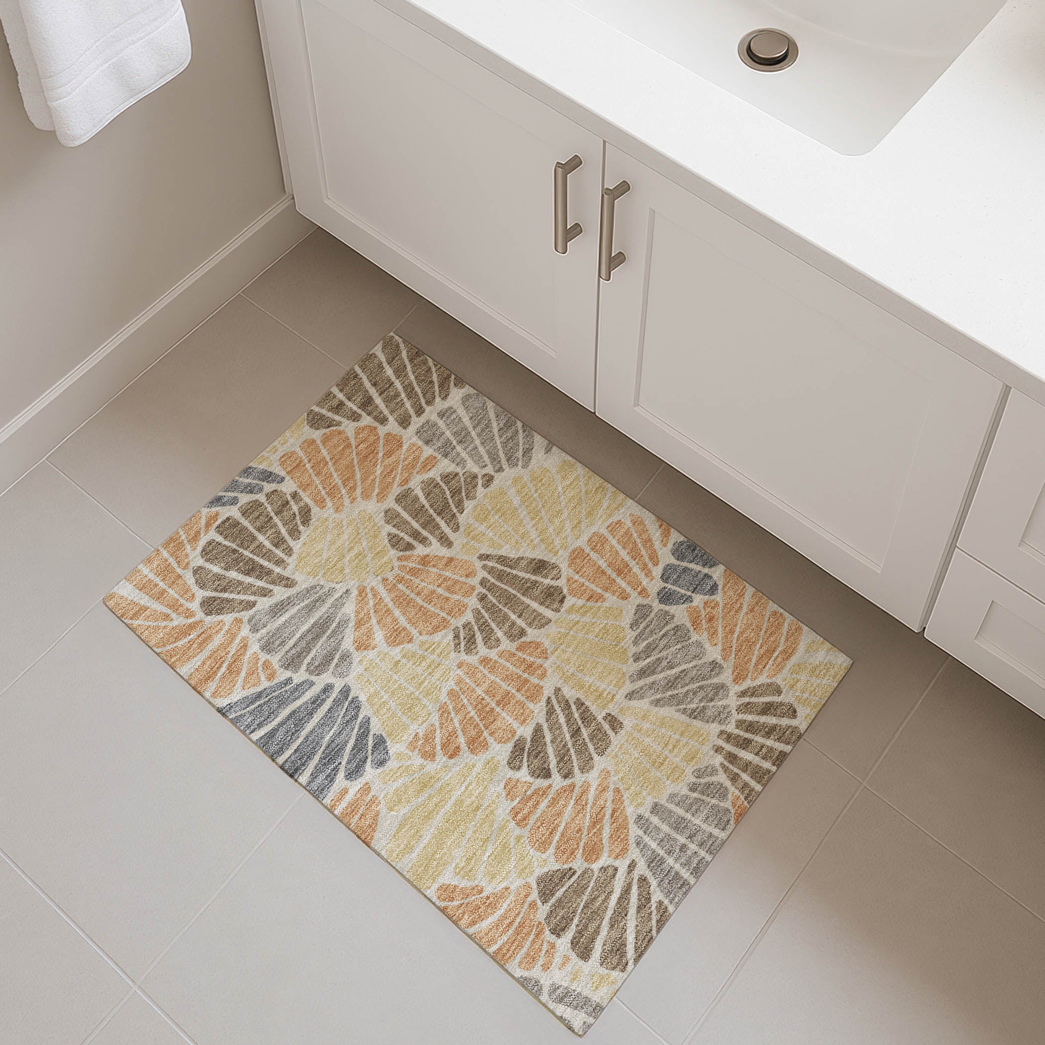 Luang Prabang Machine Washable Traditional Copper Orange Rug 1'8" x 2'6" #shape_Rectangle
