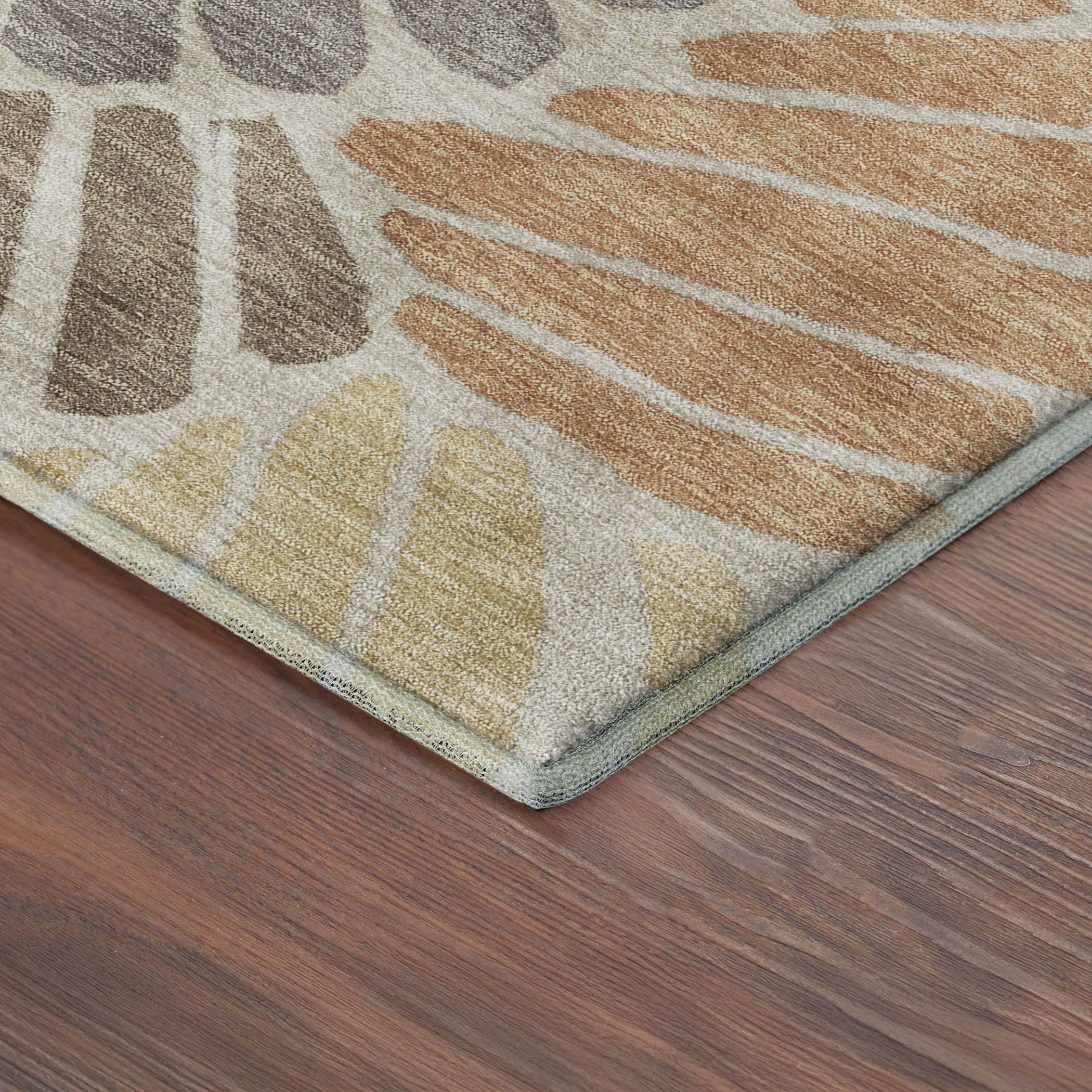 Luang Prabang Machine Washable Traditional Copper Orange Rug 1'8" x 2'6" #shape_Rectangle