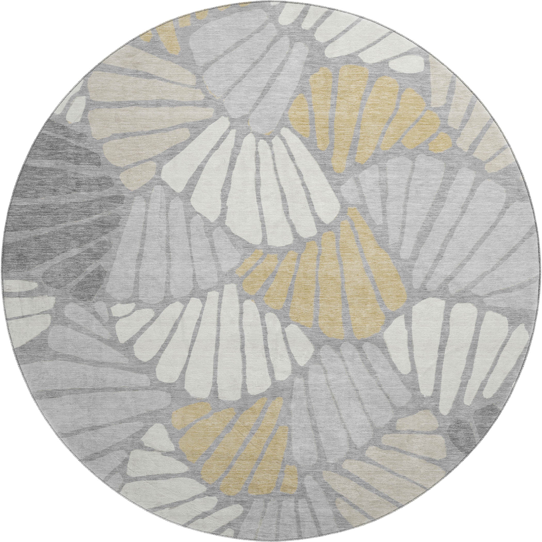 Luang Prabang Machine Washable Traditional Gray Rug 8' x 8' #shape_Round