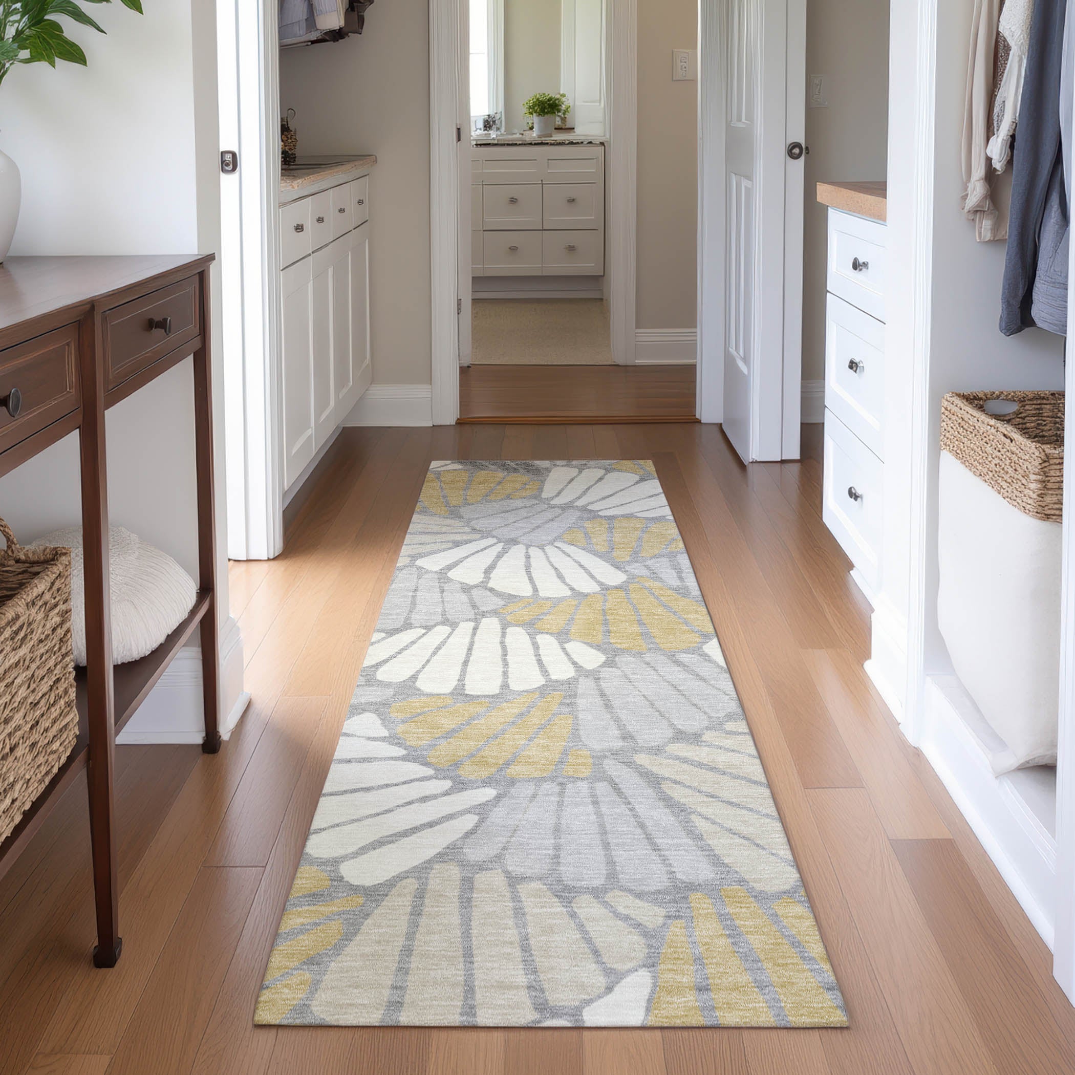 Luang Prabang Machine Washable Traditional Gray Rug 2'3" x 7'6" #shape_Runner